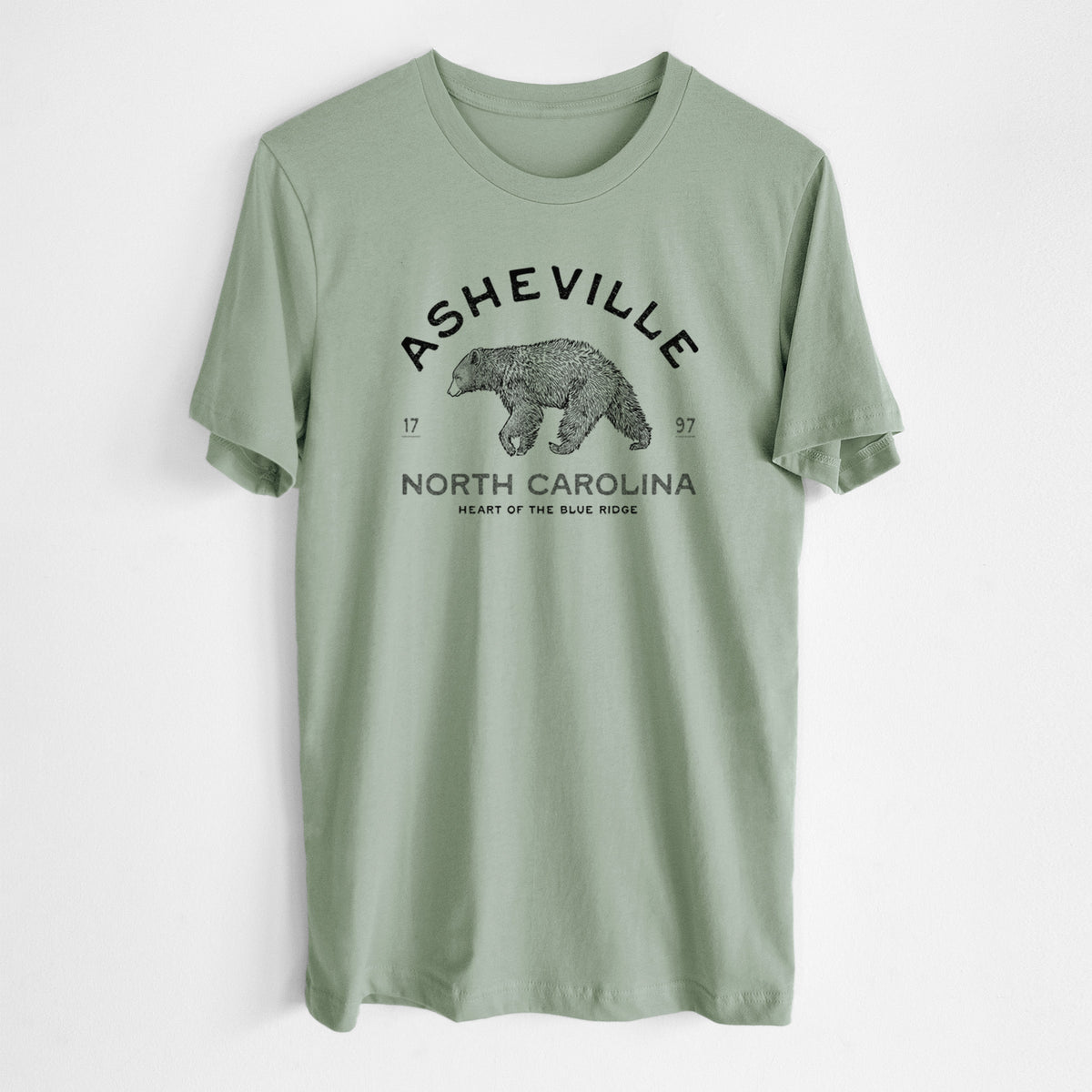 Asheville North Carolina - Black Bear - Lightweight 100% Cotton Unisex Crewneck