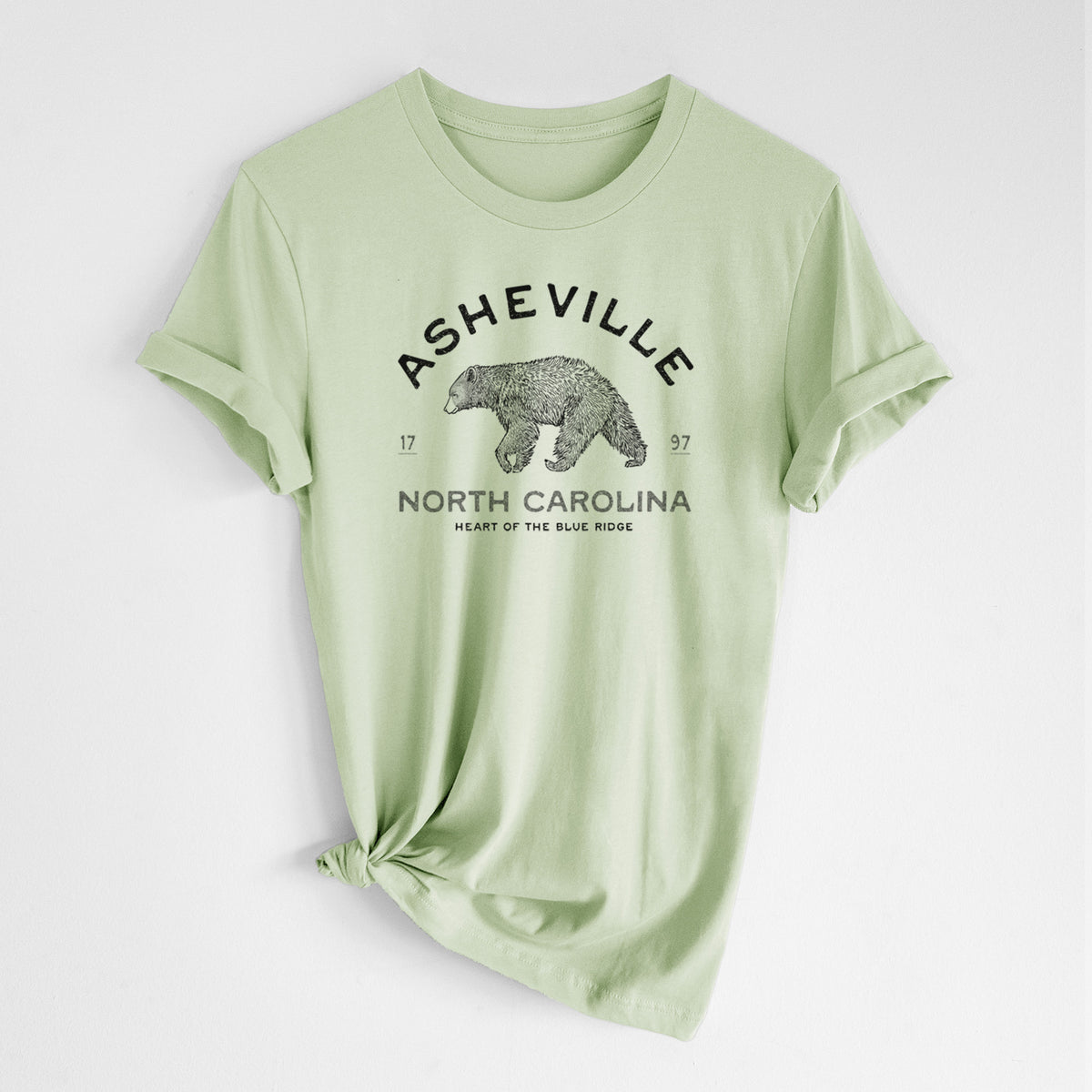 Asheville North Carolina - Black Bear - Lightweight 100% Cotton Unisex Crewneck