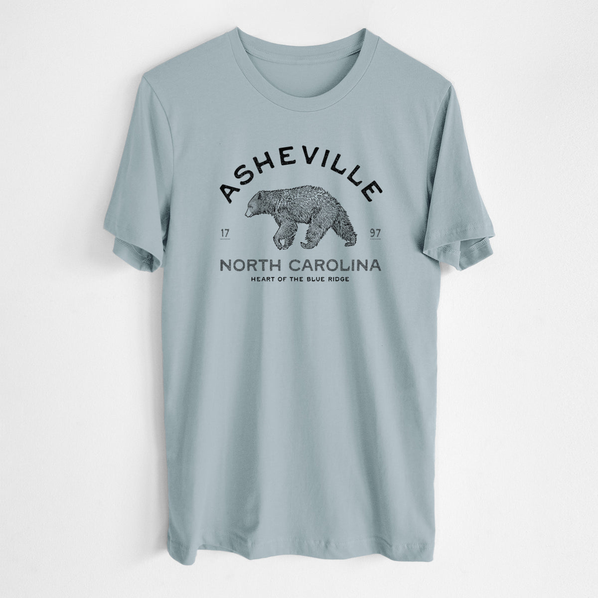 Asheville North Carolina - Black Bear - Lightweight 100% Cotton Unisex Crewneck