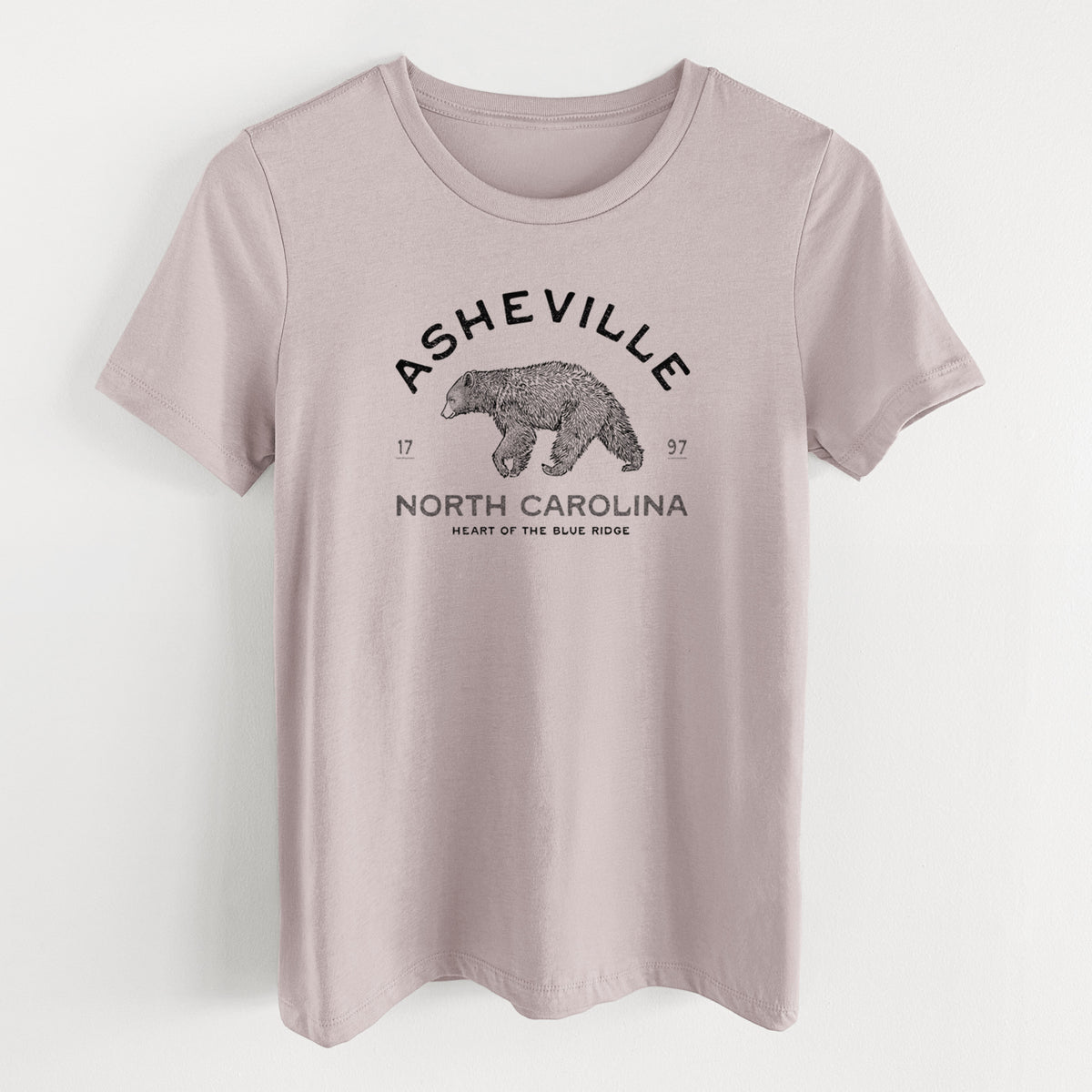Asheville North Carolina - Black Bear - Women's Lightweight Relaxed Fit 100% Cotton Crewneck