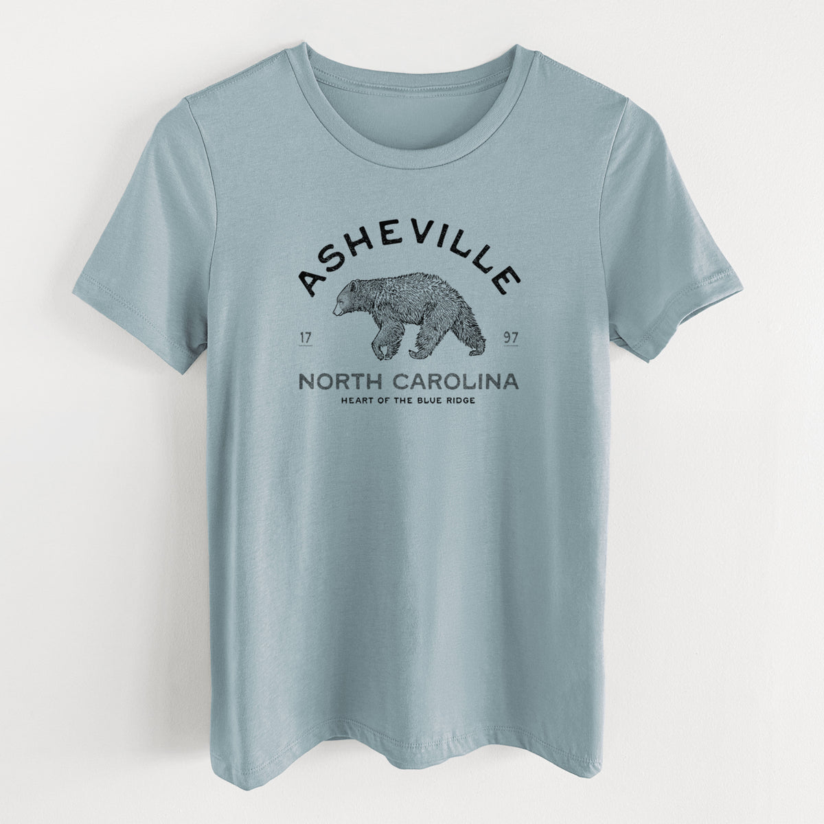Asheville North Carolina - Black Bear - Women's Lightweight Relaxed Fit 100% Cotton Crewneck