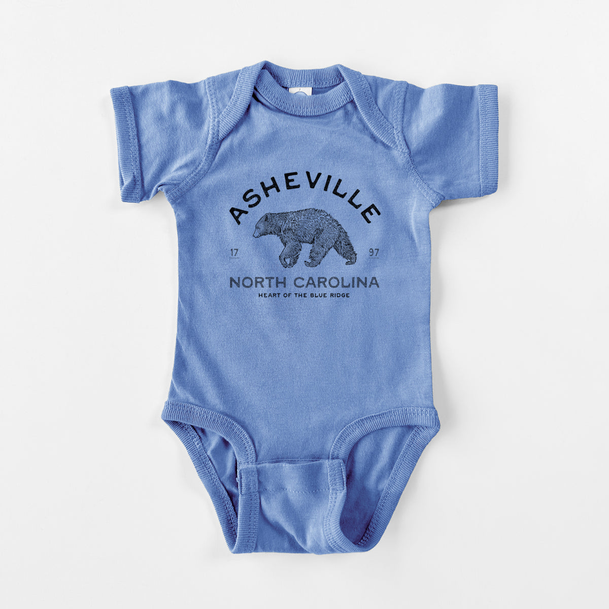 Asheville North Carolina - Black Bear - Baby Fine Jersey Bodysuit