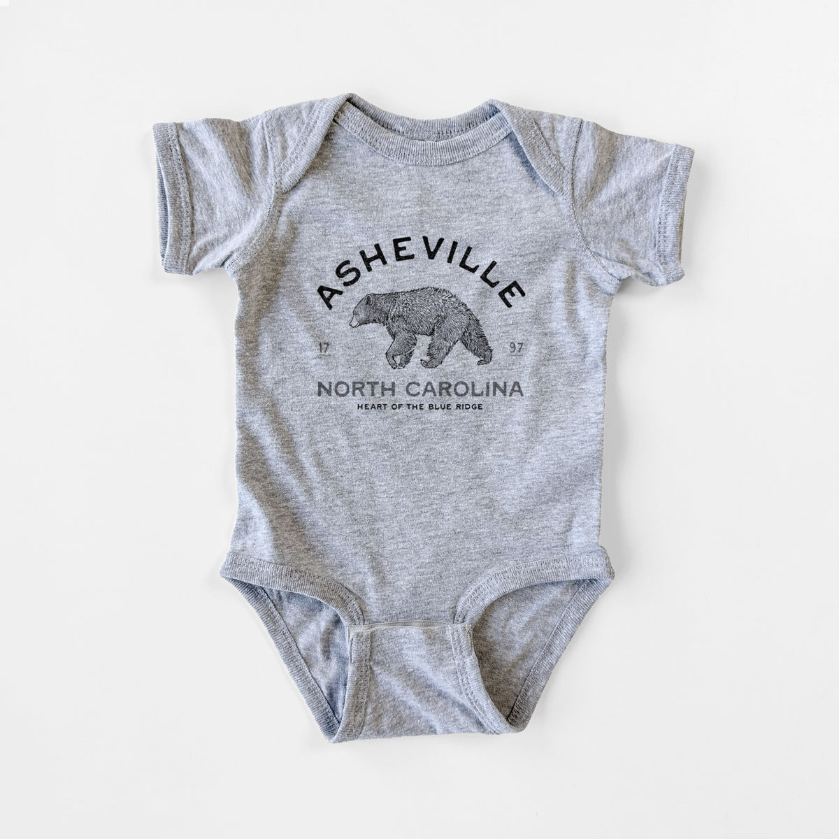 Asheville North Carolina - Black Bear - Baby Fine Jersey Bodysuit