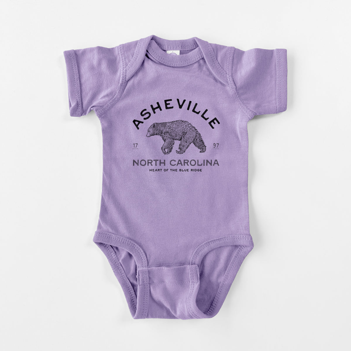 Asheville North Carolina - Black Bear - Baby Fine Jersey Bodysuit