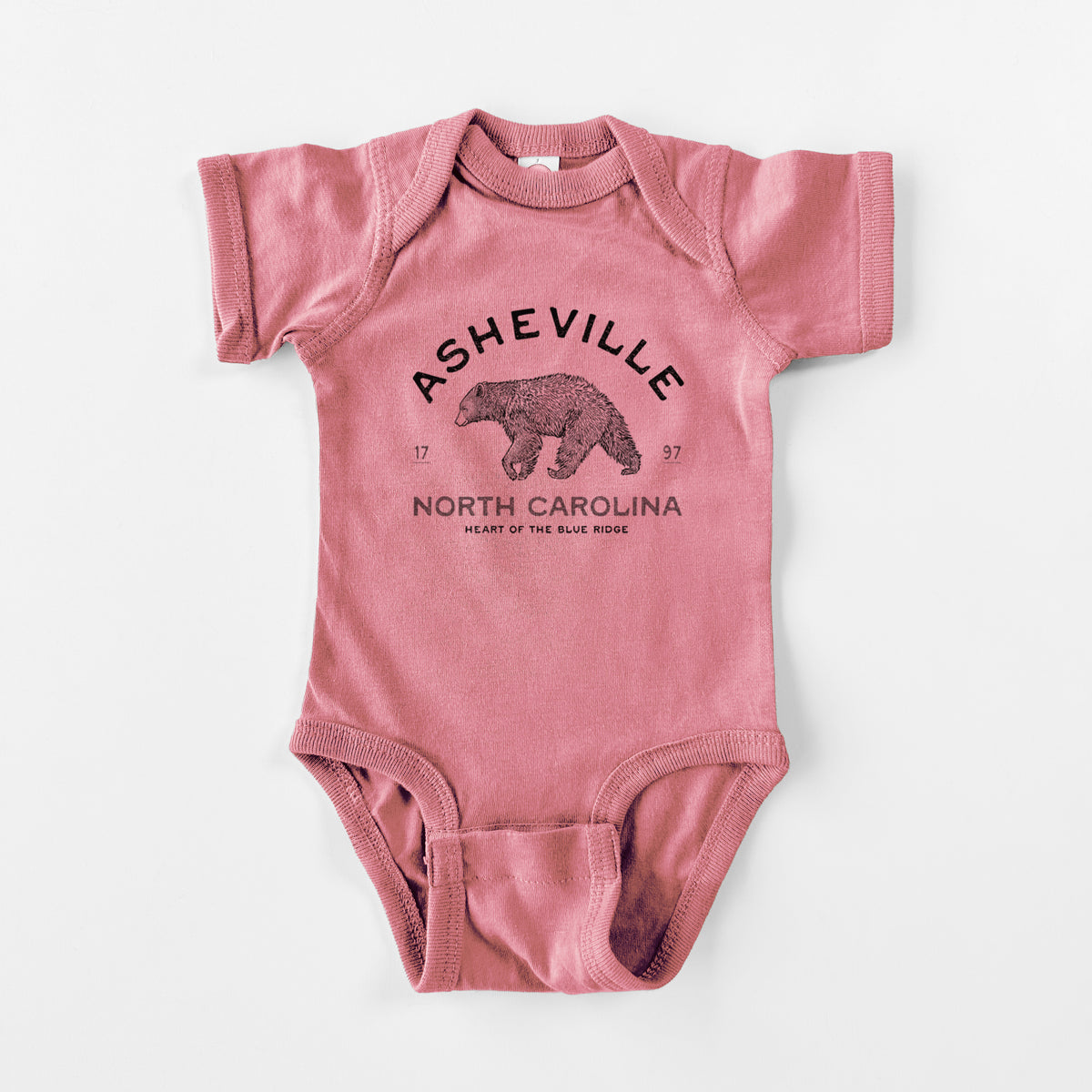 Asheville North Carolina - Black Bear - Baby Fine Jersey Bodysuit