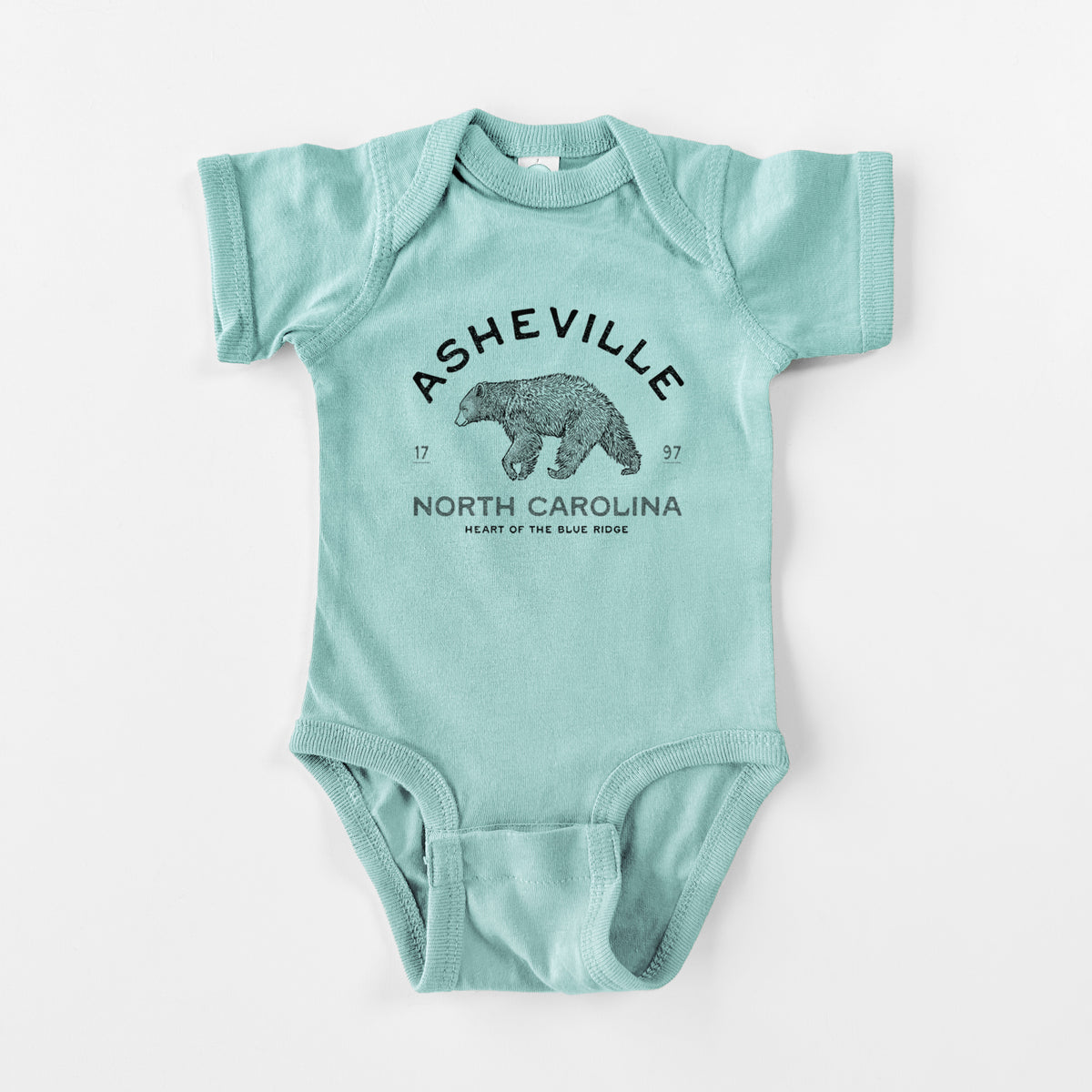 Asheville North Carolina - Black Bear - Baby Fine Jersey Bodysuit