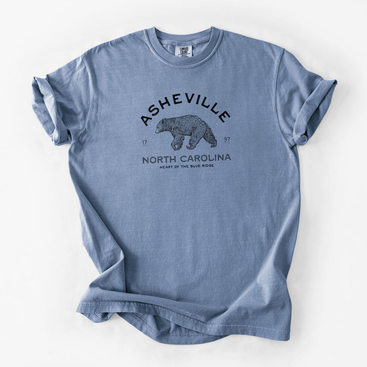 Asheville North Carolina - Black Bear - Unisex Comfort Colors Garment-Dyed Heavyweight T-shirt