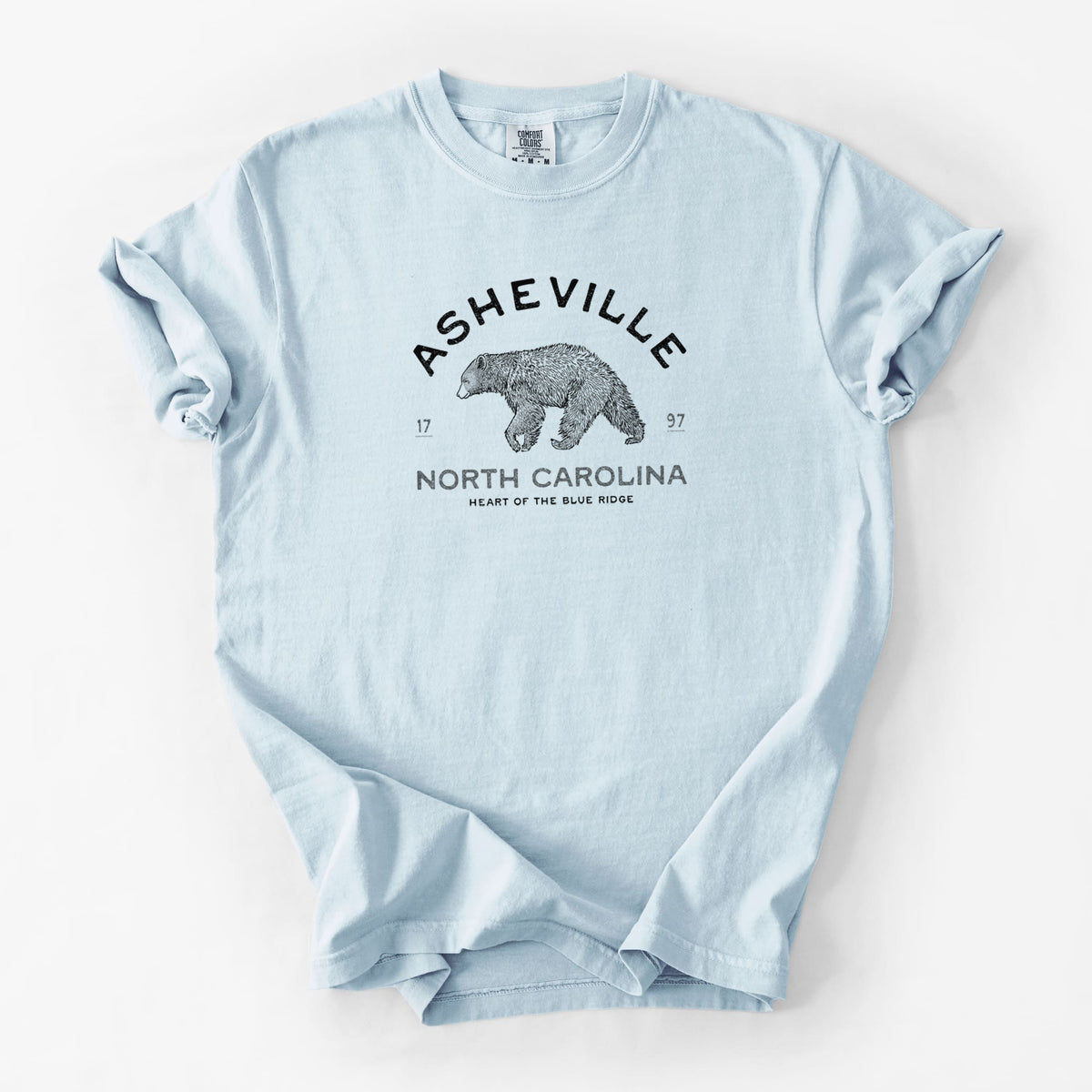 Asheville North Carolina - Black Bear - Unisex Comfort Colors Garment-Dyed Heavyweight T-shirt