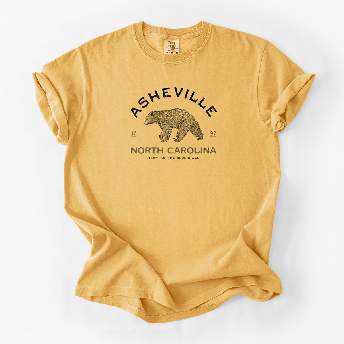Asheville North Carolina - Black Bear - Unisex Comfort Colors Garment-Dyed Heavyweight T-shirt