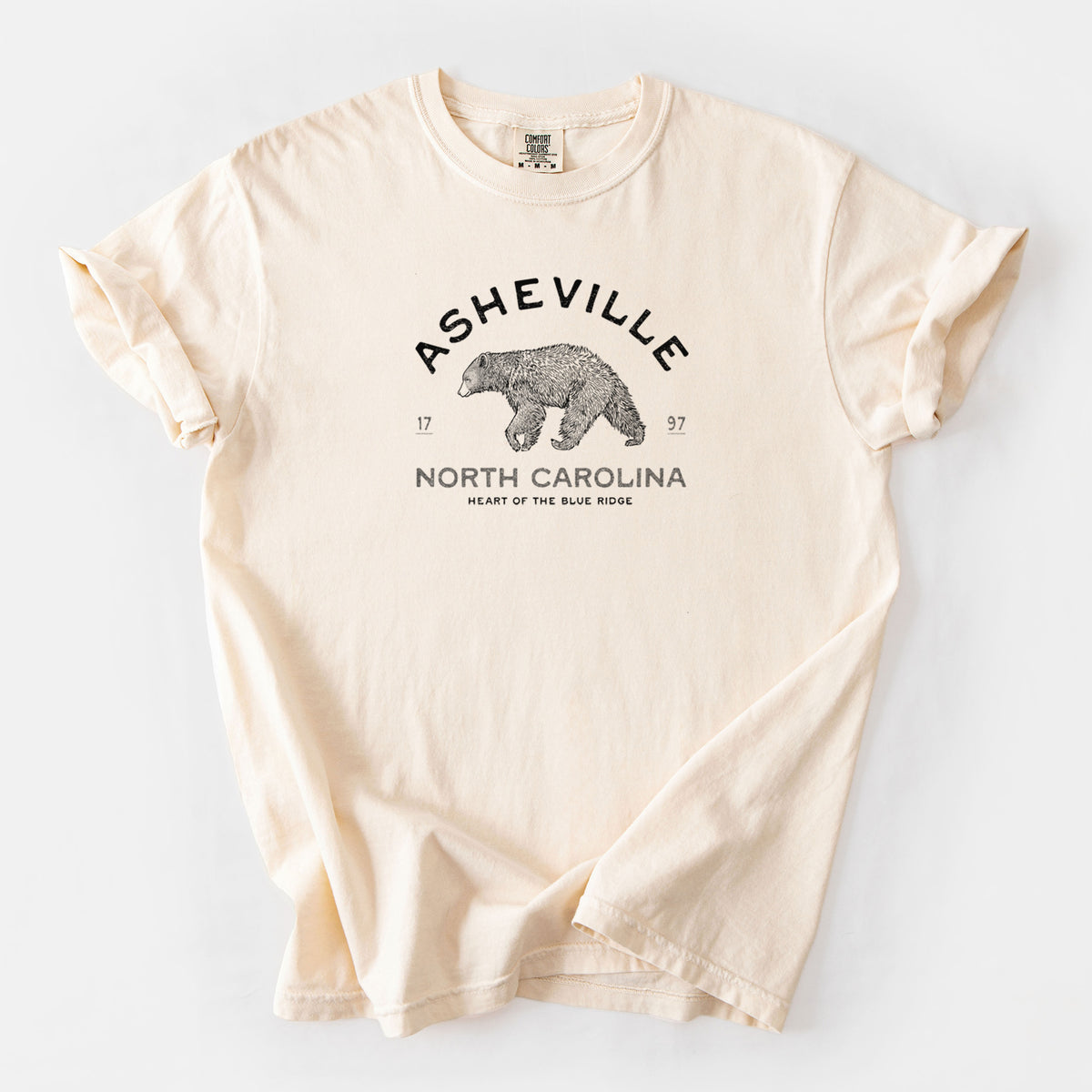 Asheville North Carolina - Black Bear - Unisex Comfort Colors Garment-Dyed Heavyweight T-shirt