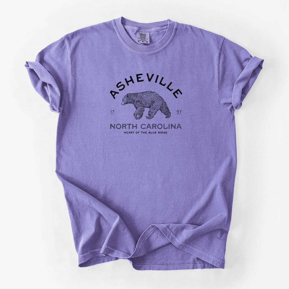Asheville North Carolina - Black Bear - Unisex Comfort Colors Garment-Dyed Heavyweight T-shirt