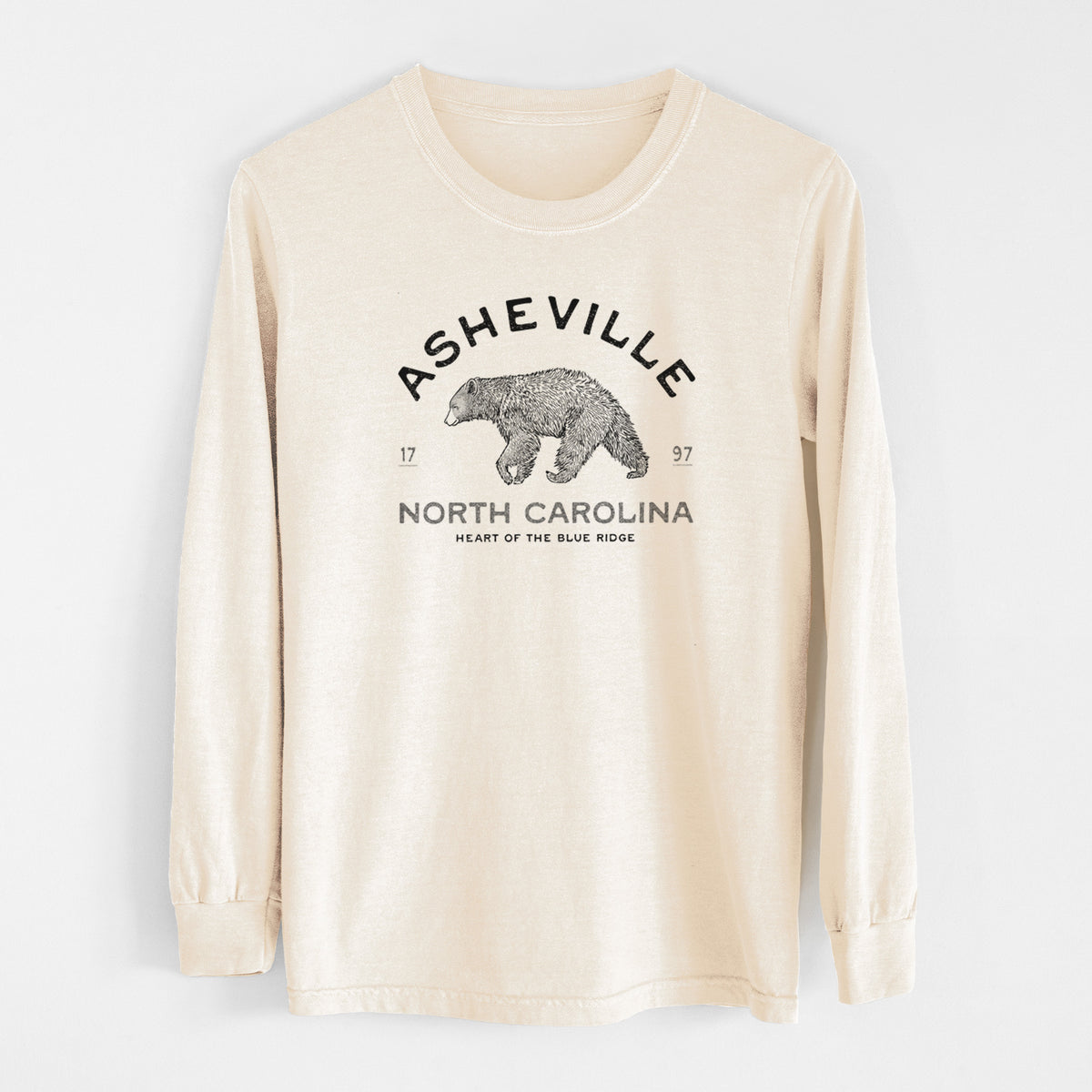 Asheville North Carolina - Black Bear - Unisex Comfort Colors 100% Cotton Long Sleeve