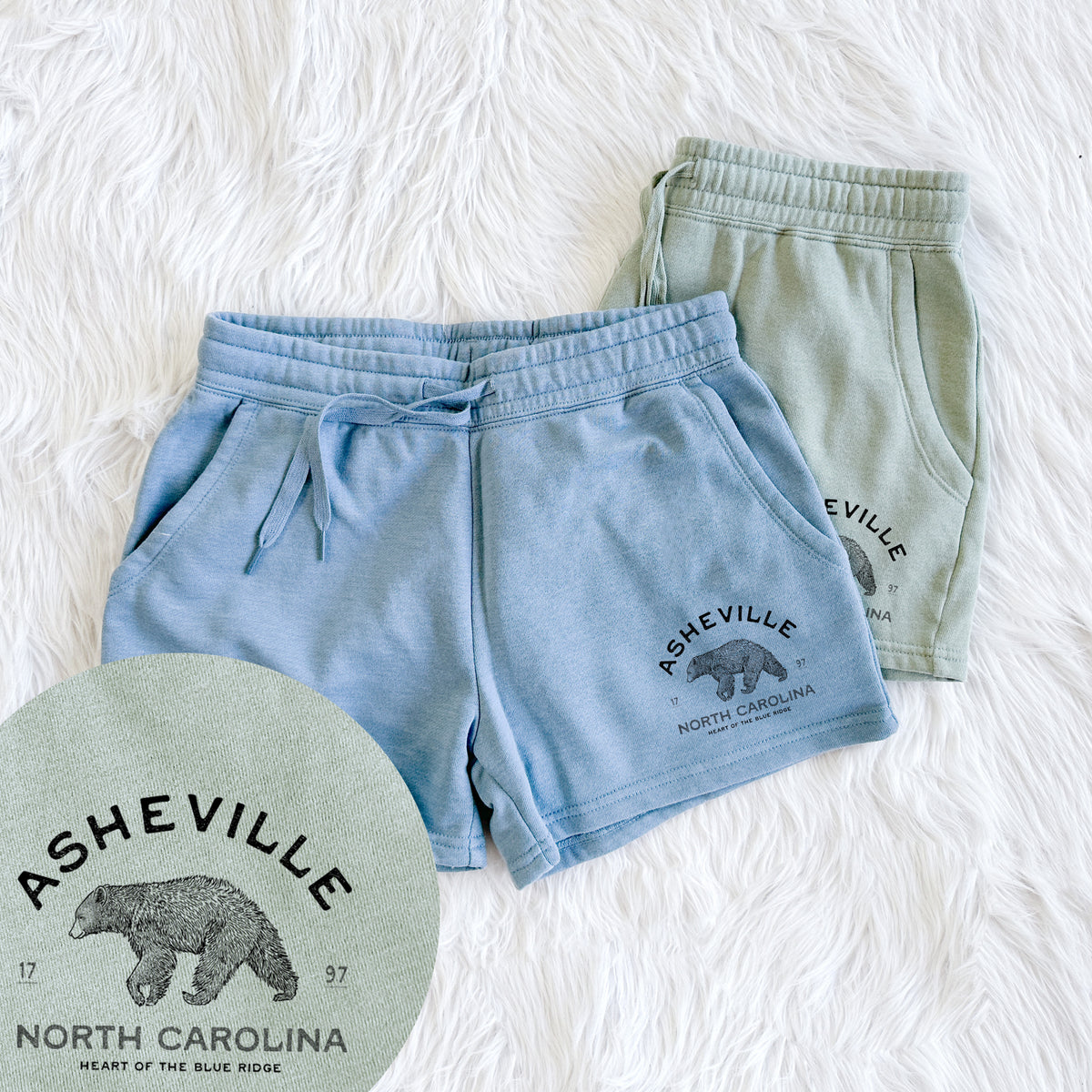 Asheville North Carolina - Black Bear - Women's Cali Wave Shorts