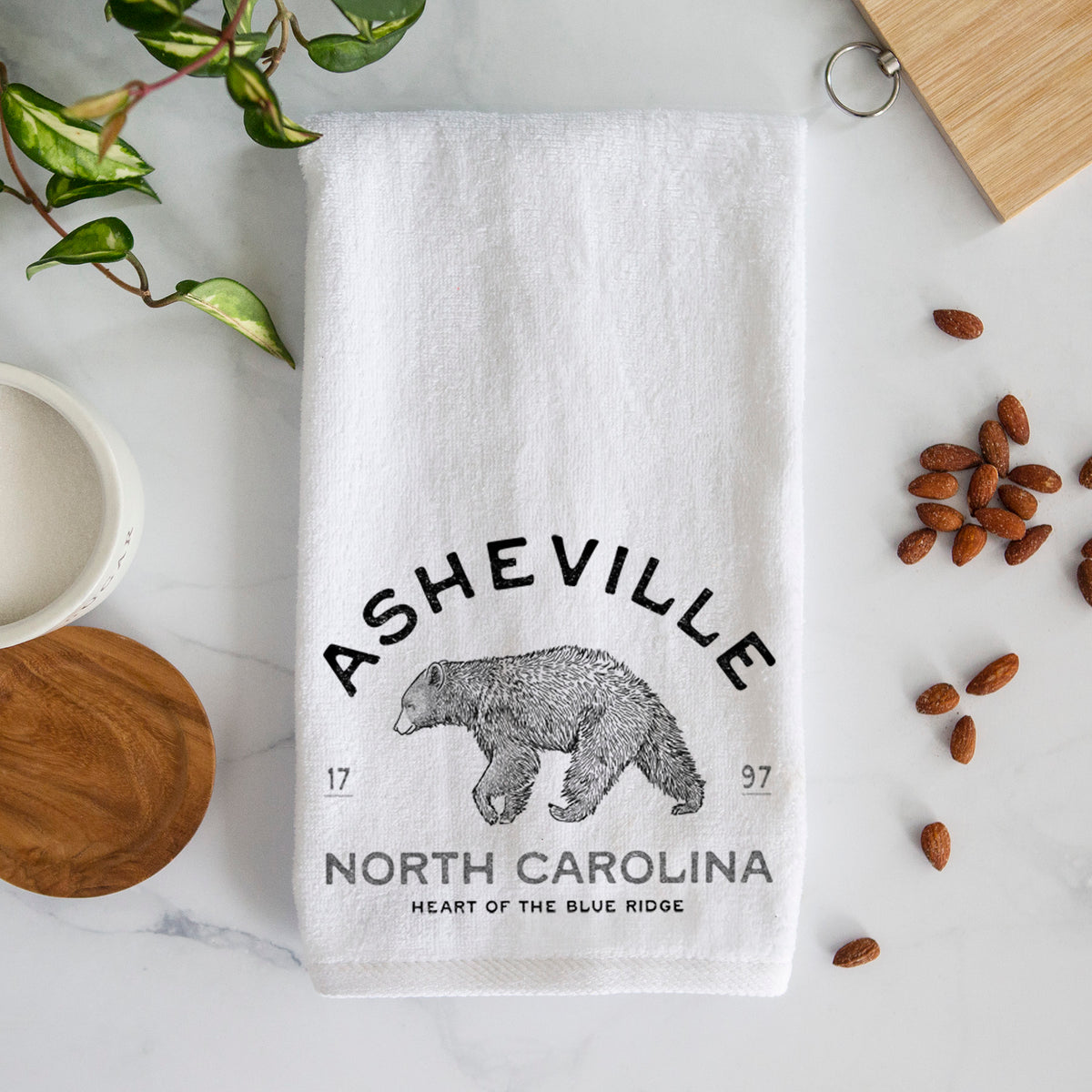 Asheville North Carolina - Black Bear Premium Decorative Hand Towel