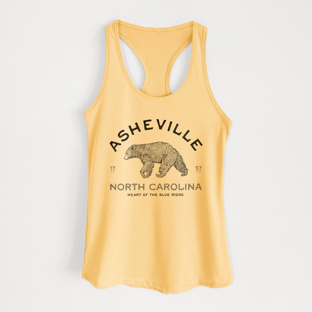 Asheville North Carolina - Black Bear - Women's Racerback Tanktop