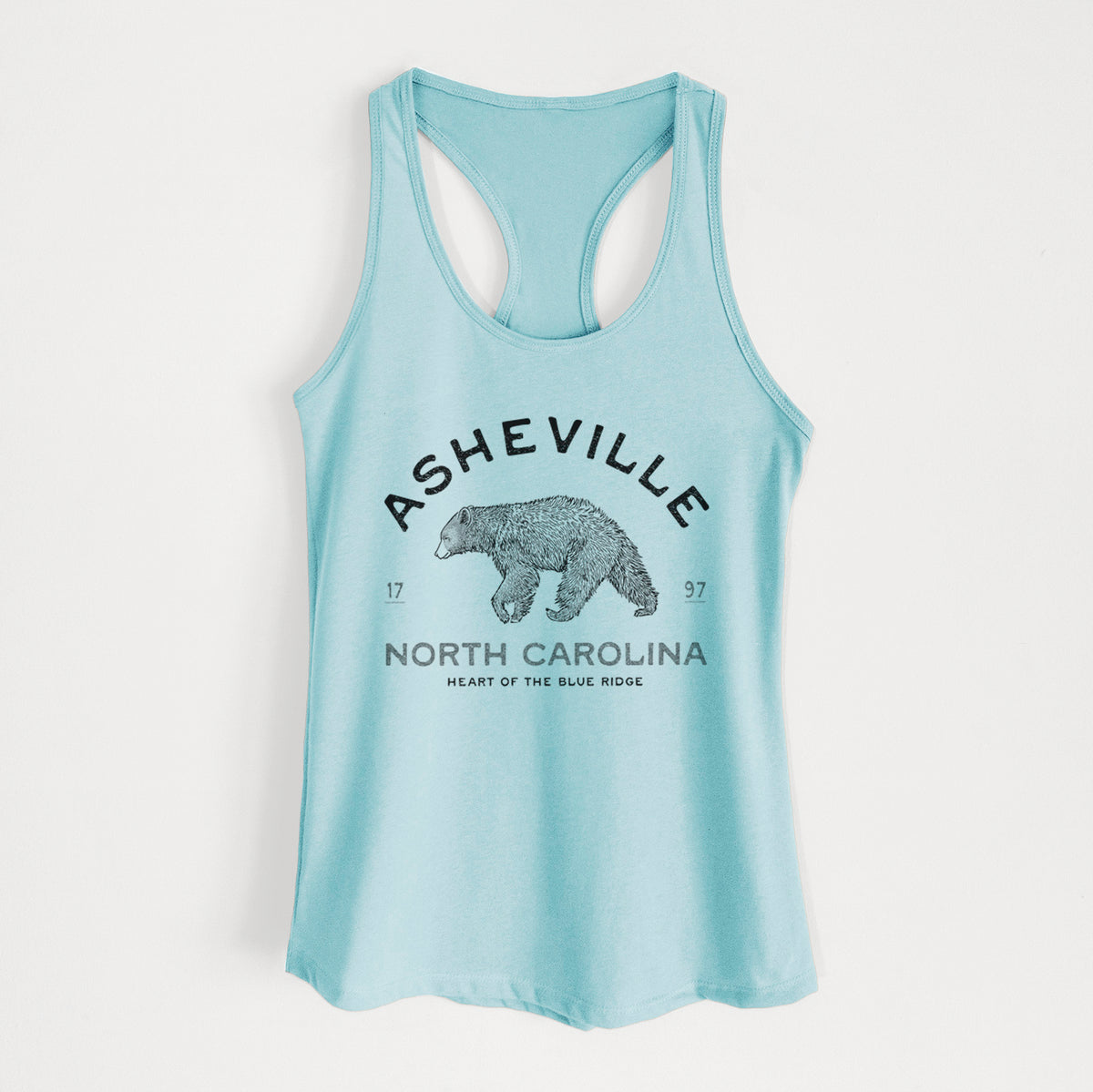 Asheville North Carolina - Black Bear - Women's Racerback Tanktop