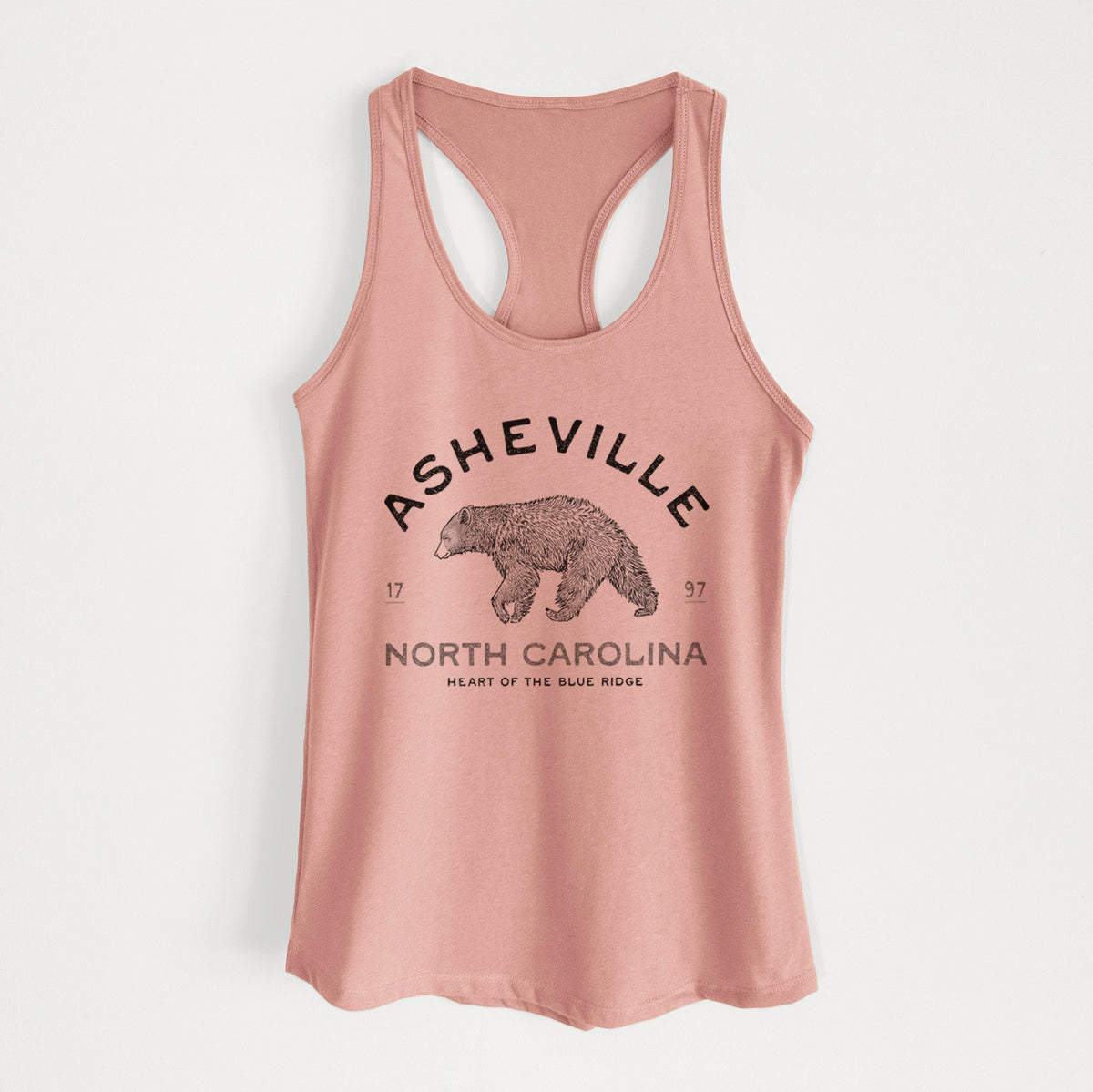Asheville North Carolina - Black Bear - Women's Racerback Tanktop