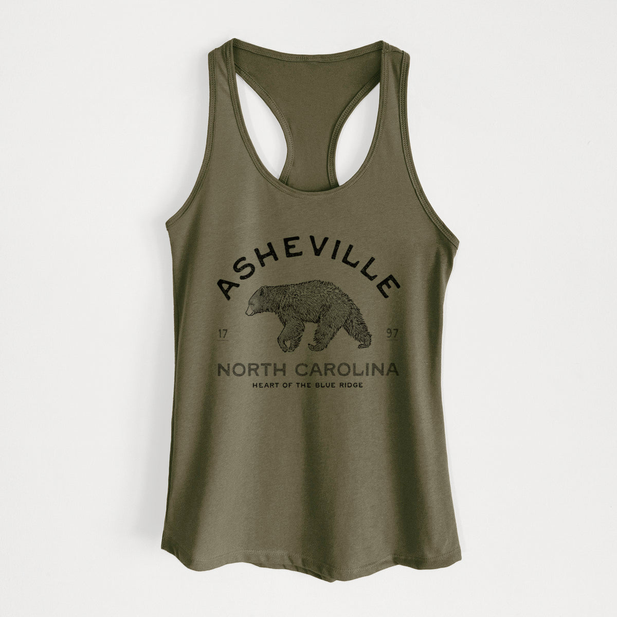 Asheville North Carolina - Black Bear - Women's Racerback Tanktop