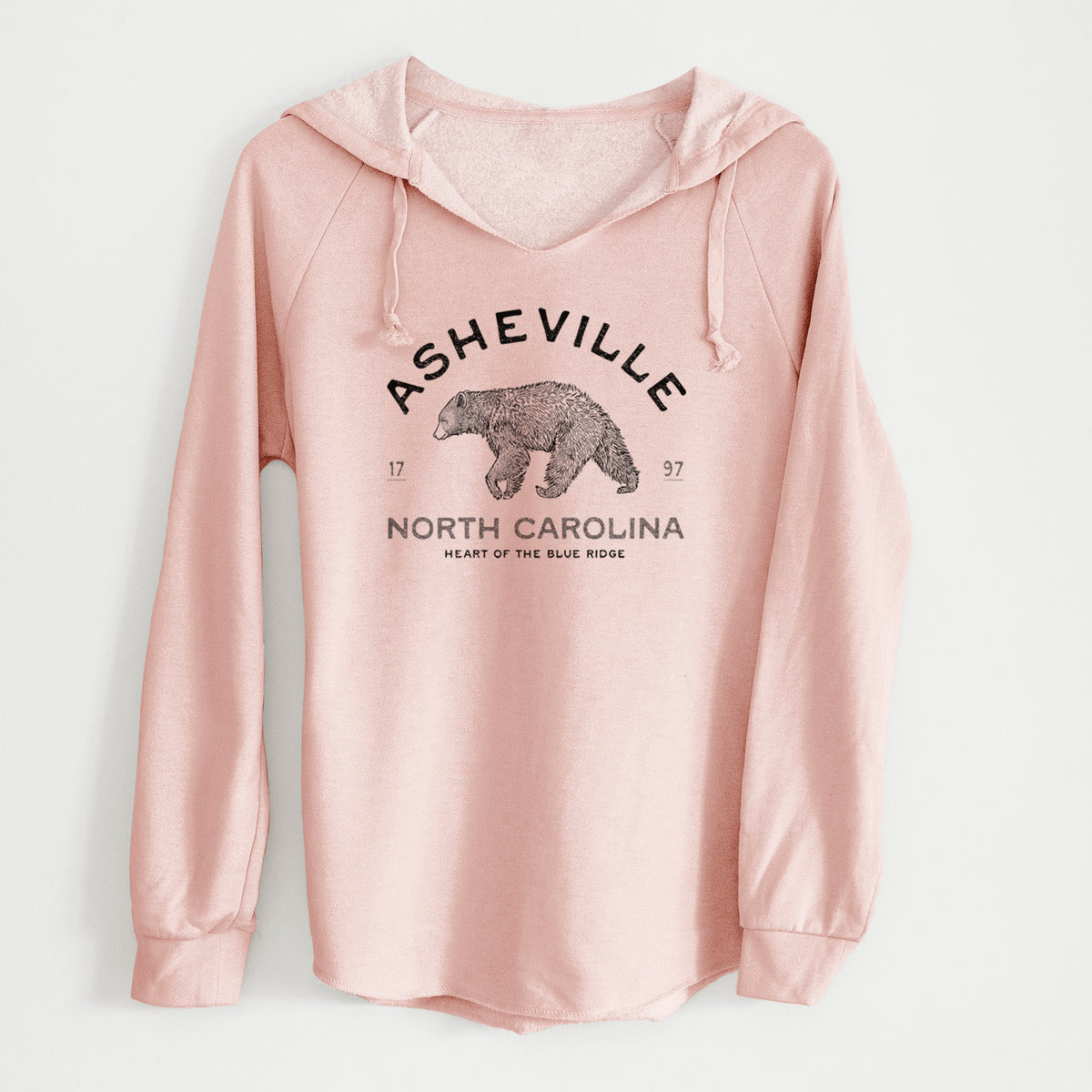 Asheville North Carolina - Black Bear - Cali Wave Hooded Sweatshirt