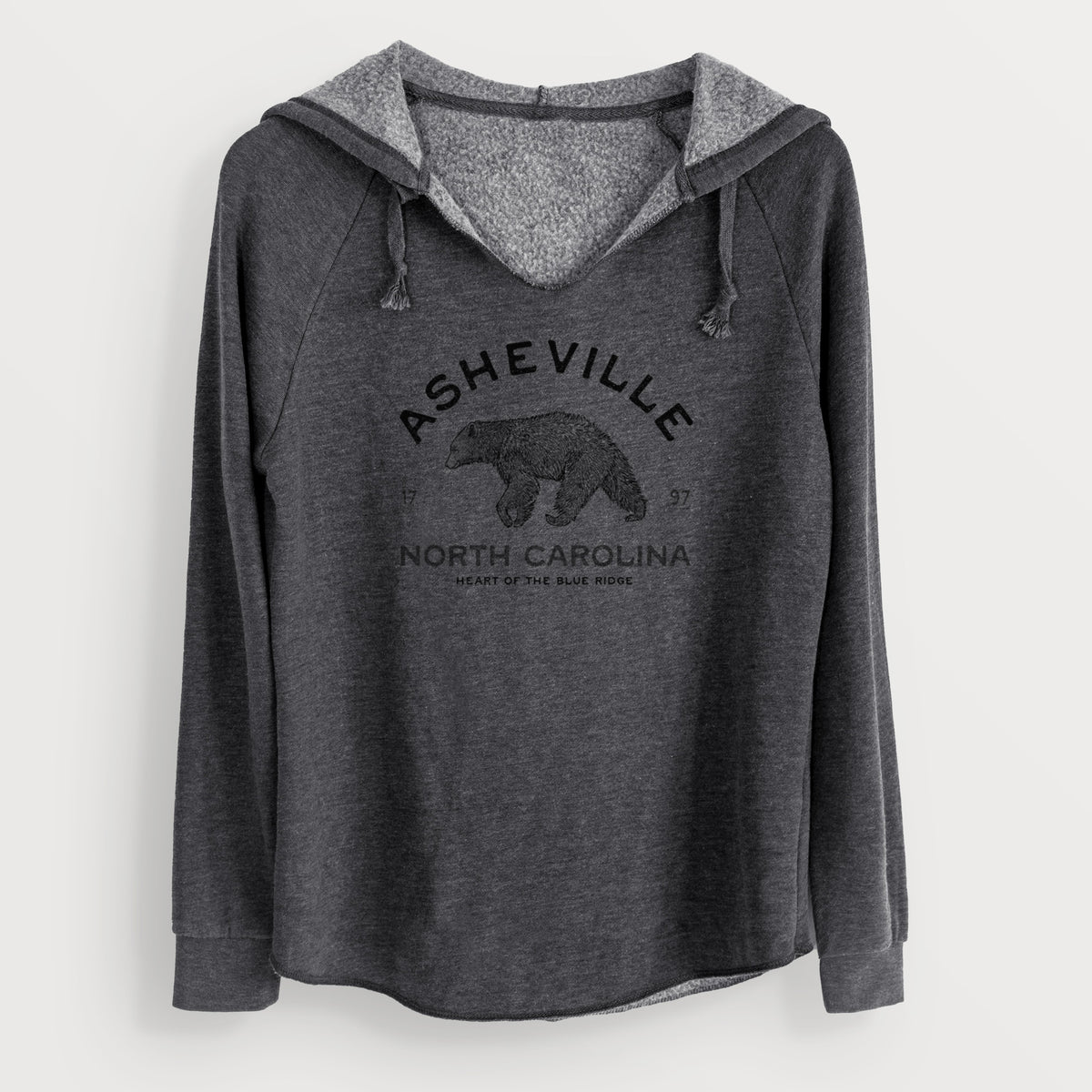 Asheville North Carolina - Black Bear - Cali Wave Hooded Sweatshirt