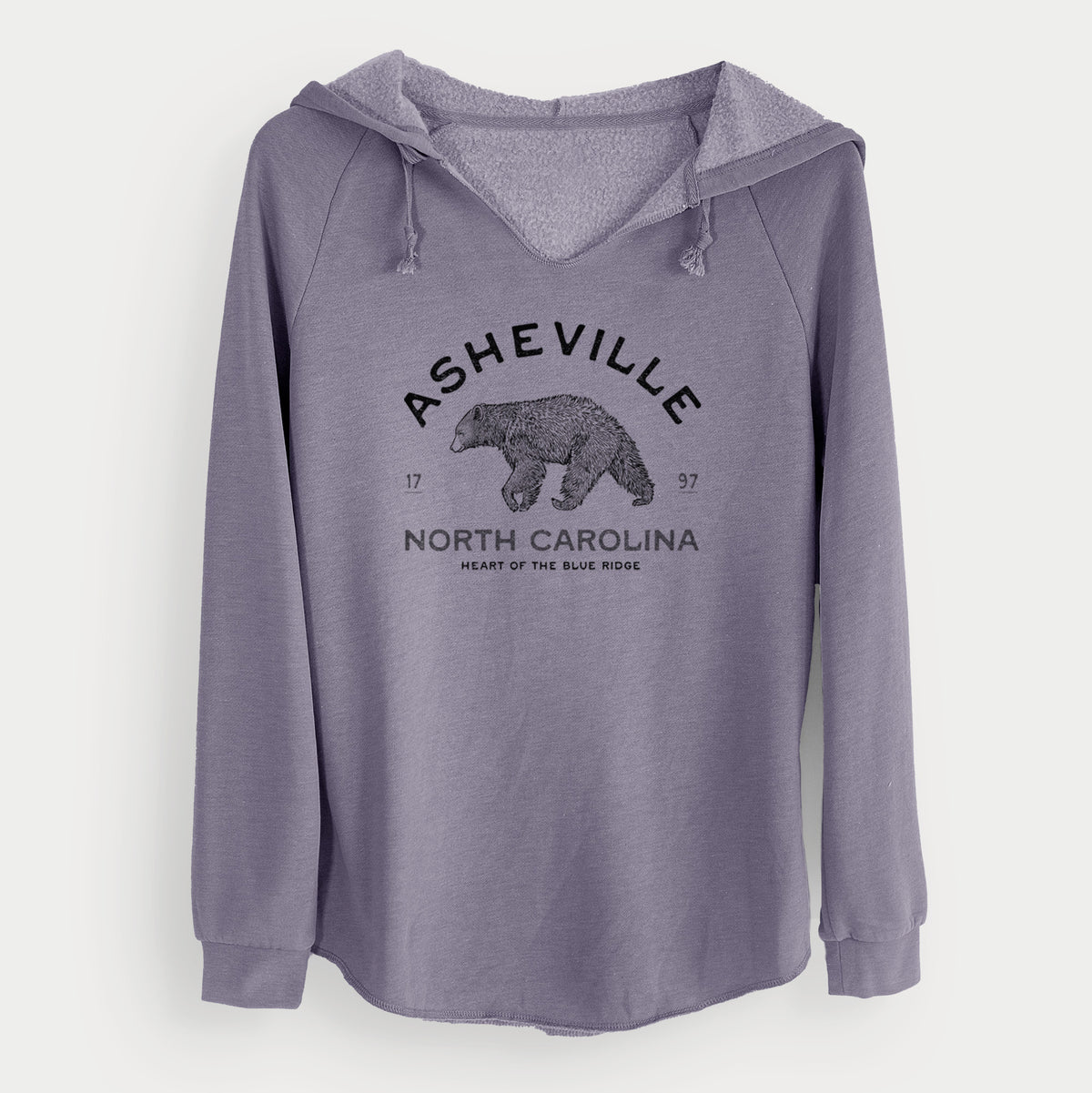 Asheville North Carolina - Black Bear - Cali Wave Hooded Sweatshirt
