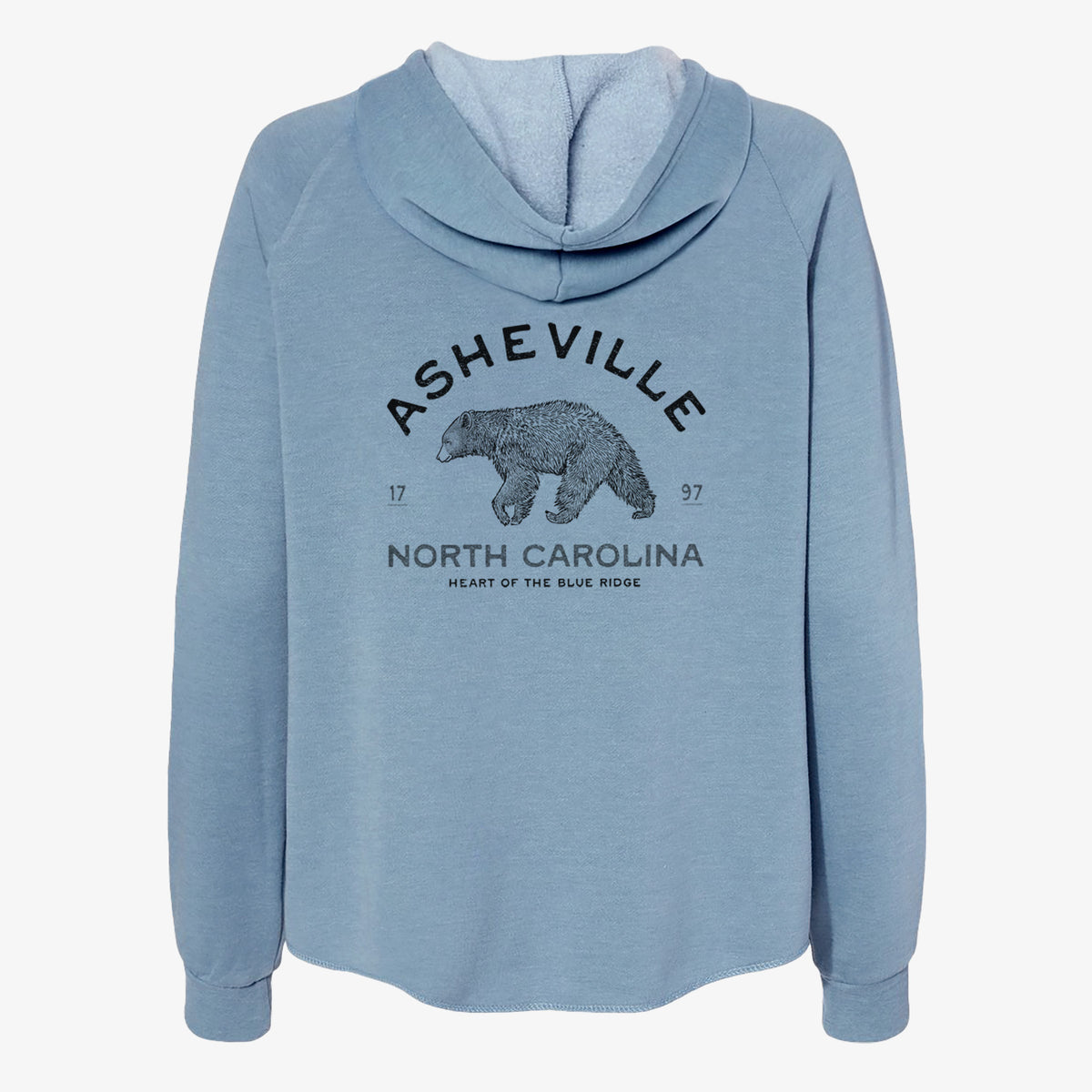 Asheville North Carolina - Black Bear - Women's Cali Wave Zip-Up Sweatshirt