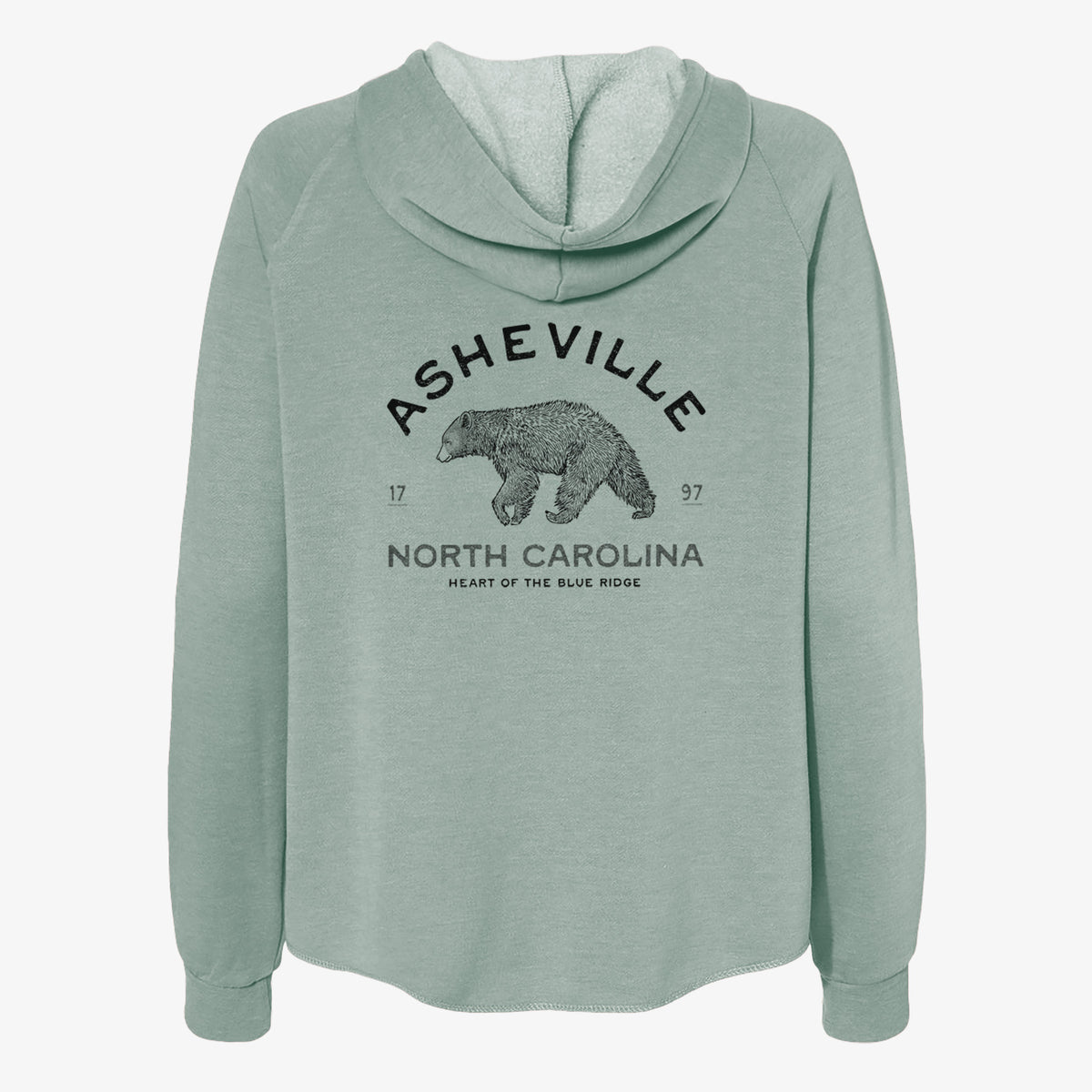 Asheville North Carolina - Black Bear - Women's Cali Wave Zip-Up Sweatshirt