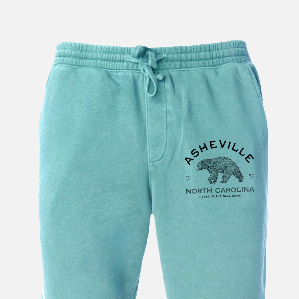 Asheville North Carolina - Black Bear - Unisex Pigment Dyed Sweatpants