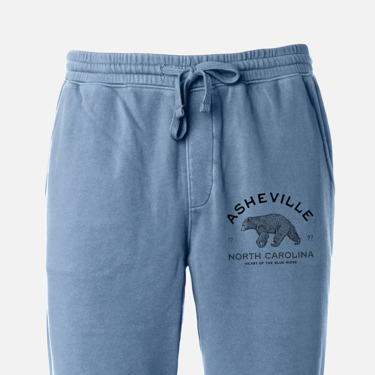 Asheville North Carolina - Black Bear - Unisex Pigment Dyed Sweatpants