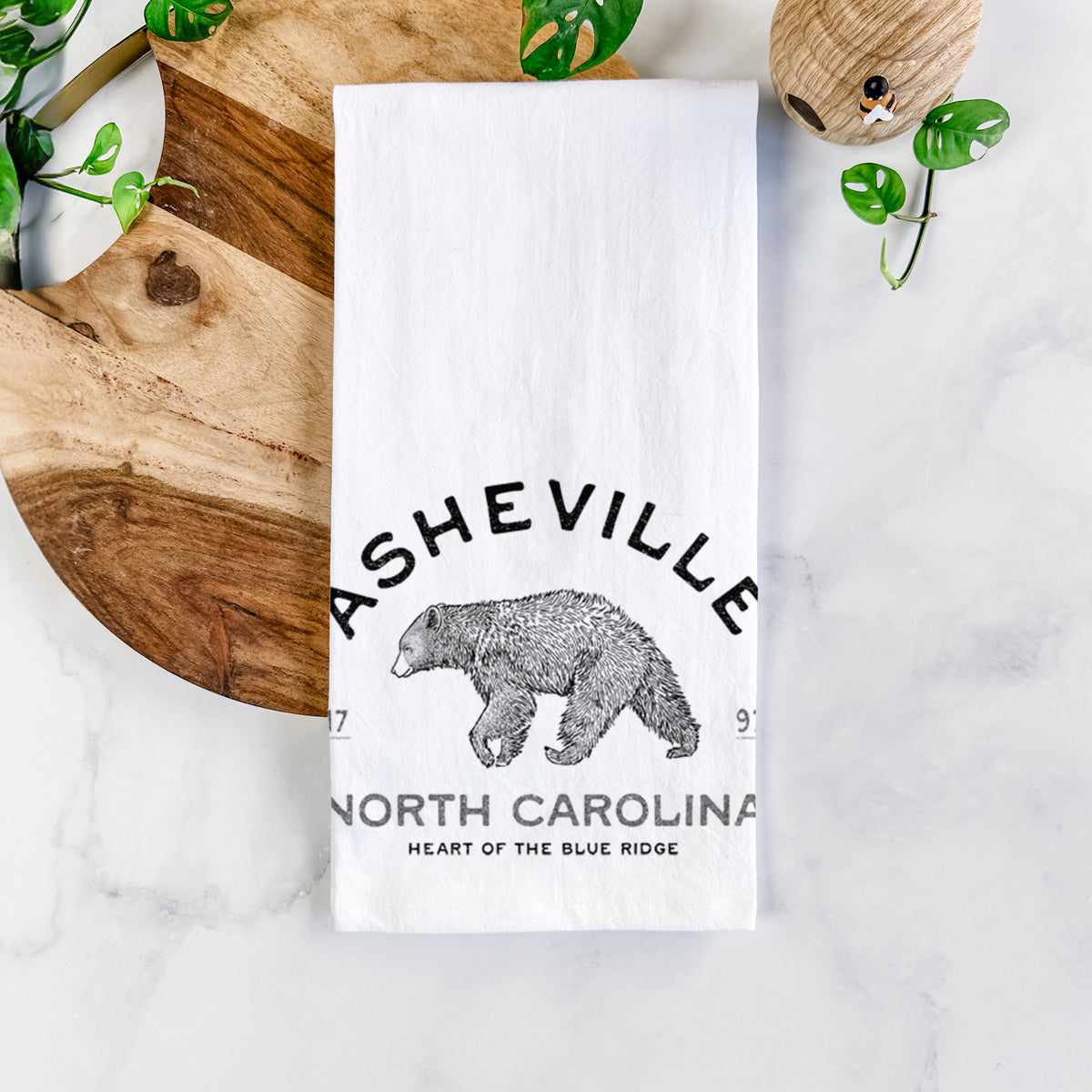 Asheville North Carolina - Black Bear Tea Towel