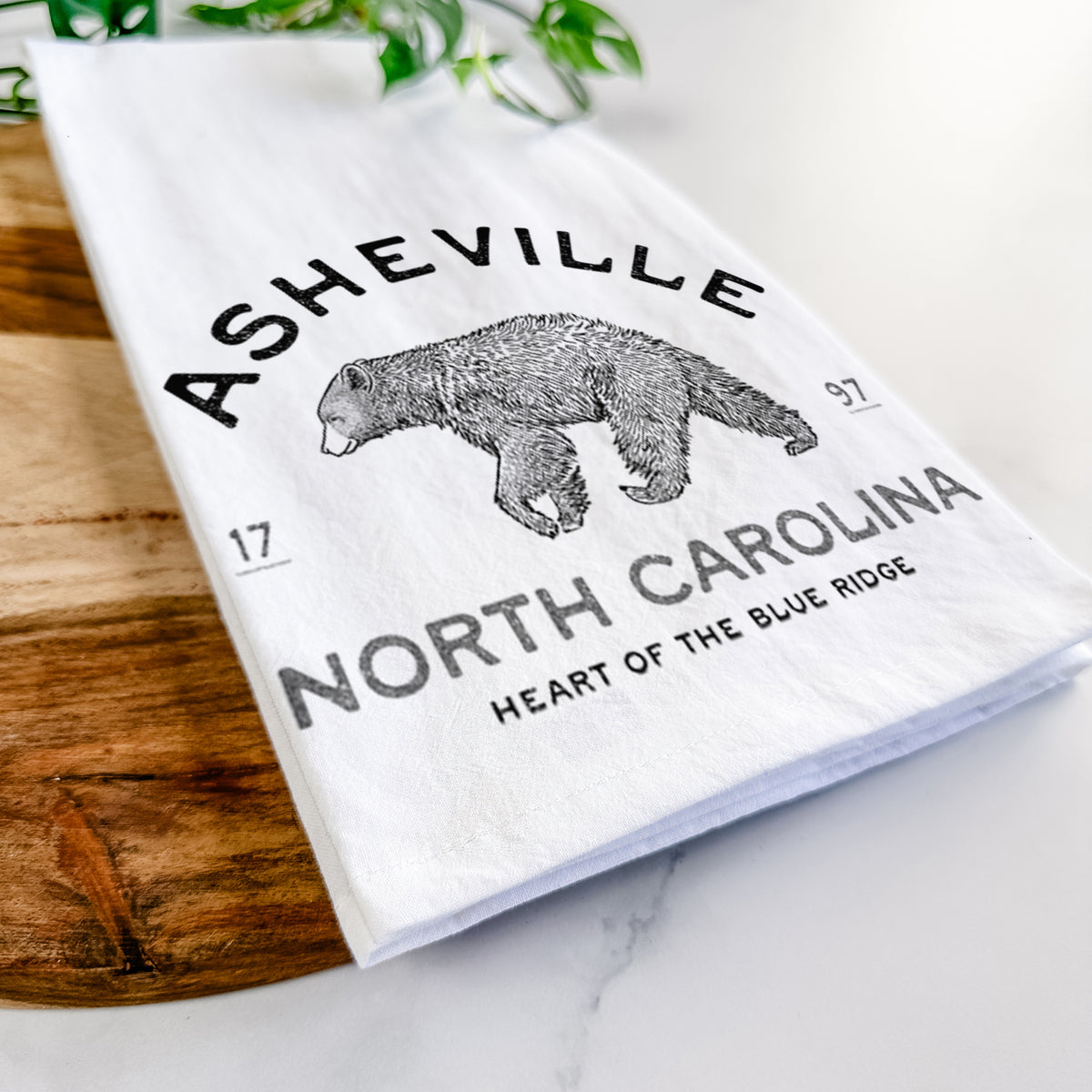 Asheville North Carolina - Black Bear Tea Towel