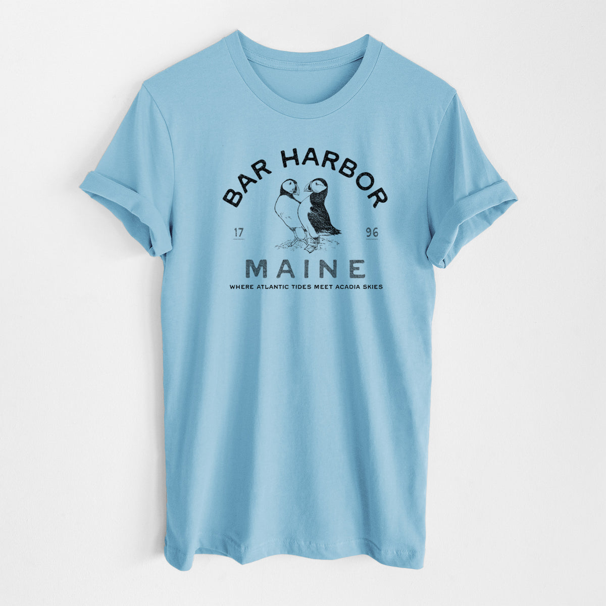 Bar Harbor Maine - Atlantic Puffins - Lightweight 100% Cotton Unisex Crewneck