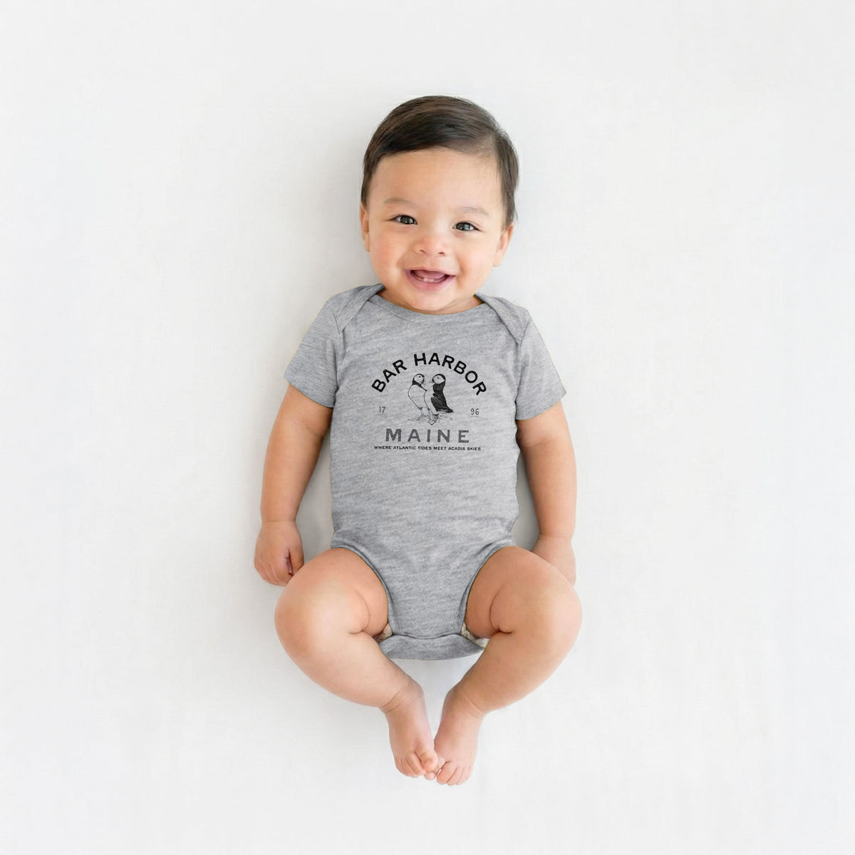 Bar Harbor Maine - Atlantic Puffins - Baby Fine Jersey Bodysuit
