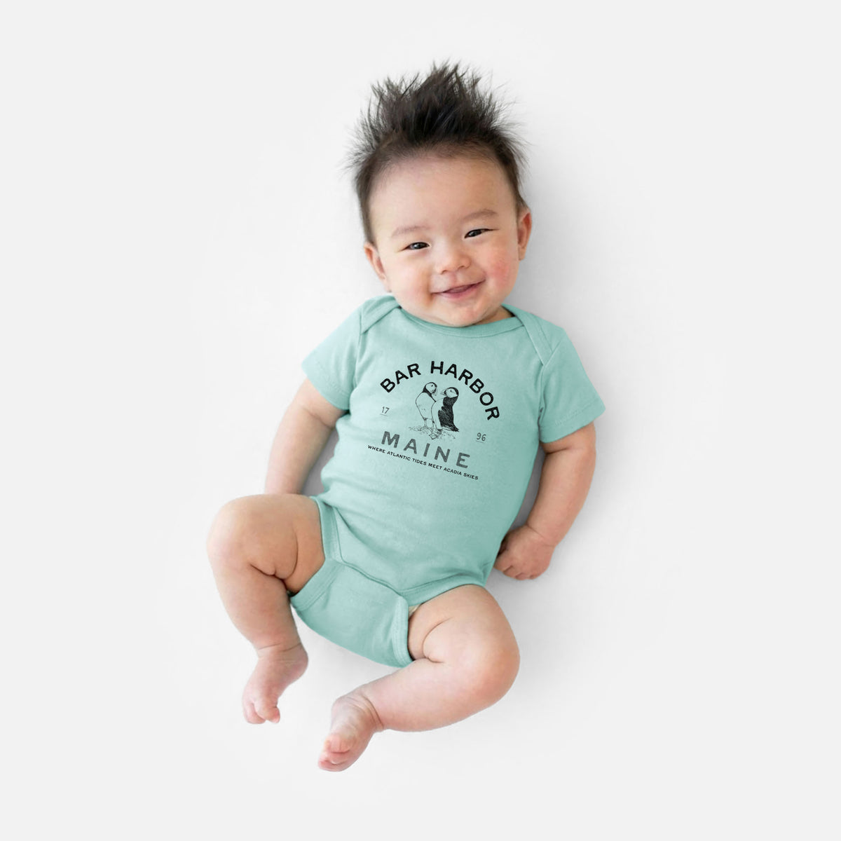 Bar Harbor Maine - Atlantic Puffins - Baby Fine Jersey Bodysuit