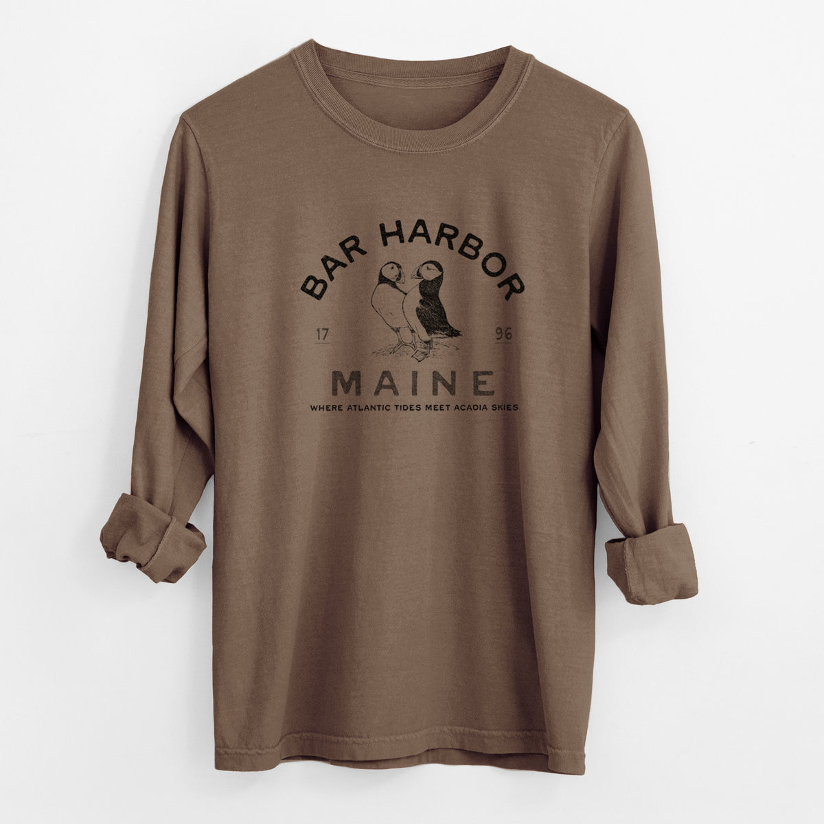 Bar Harbor Maine - Atlantic Puffins - Unisex Comfort Colors 100% Cotton Long Sleeve