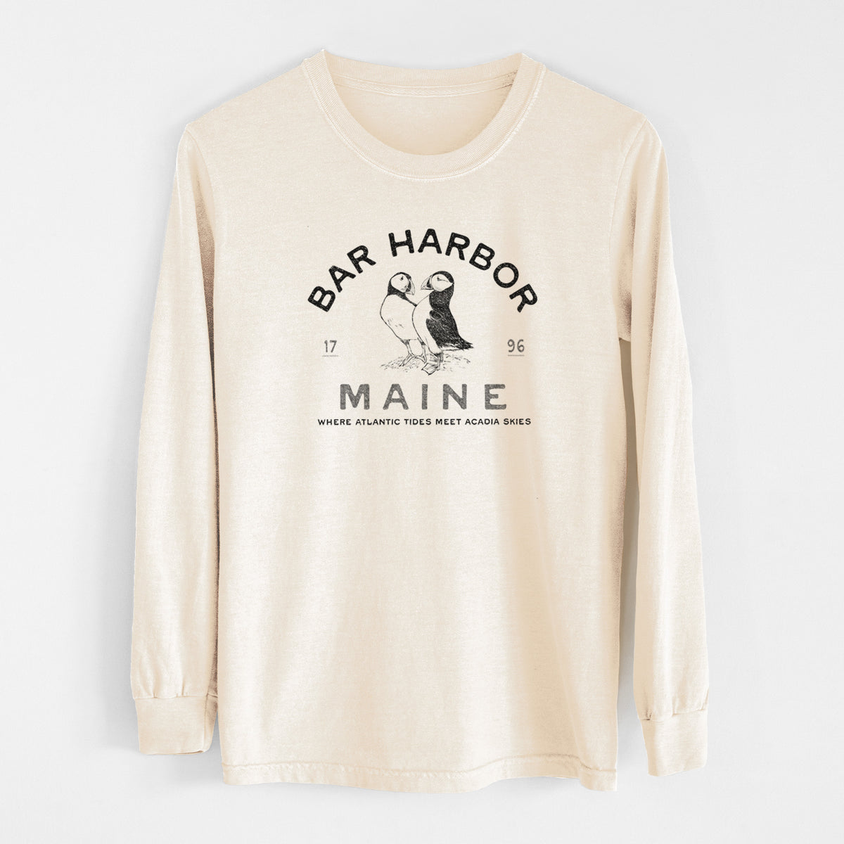 Bar Harbor Maine - Atlantic Puffins - Unisex Comfort Colors 100% Cotton Long Sleeve