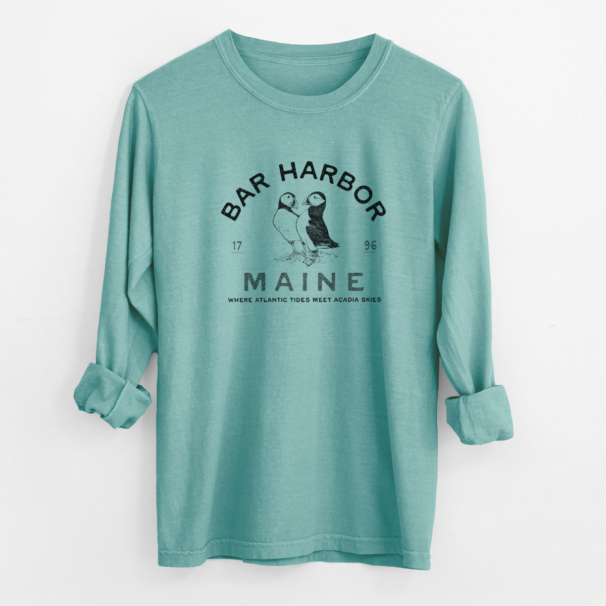 Bar Harbor Maine - Atlantic Puffins - Unisex Comfort Colors 100% Cotton Long Sleeve