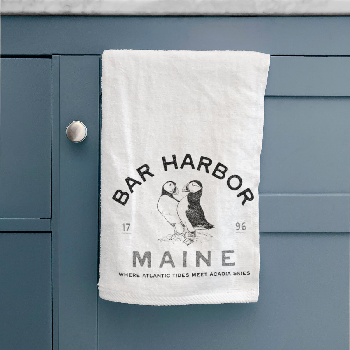 Bar Harbor Maine - Atlantic Puffins Premium Decorative Hand Towel