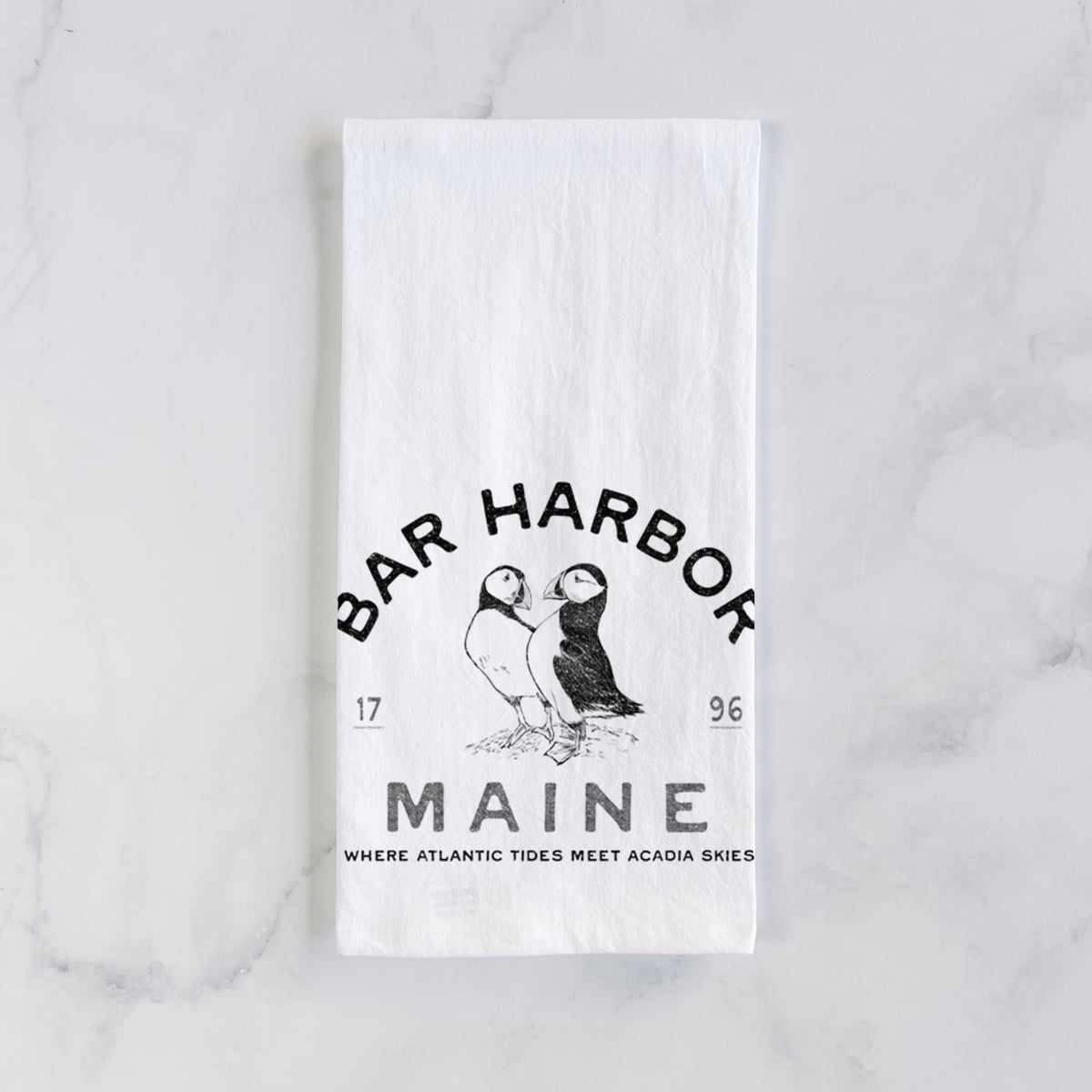Bar Harbor Maine - Atlantic Puffins Tea Towel