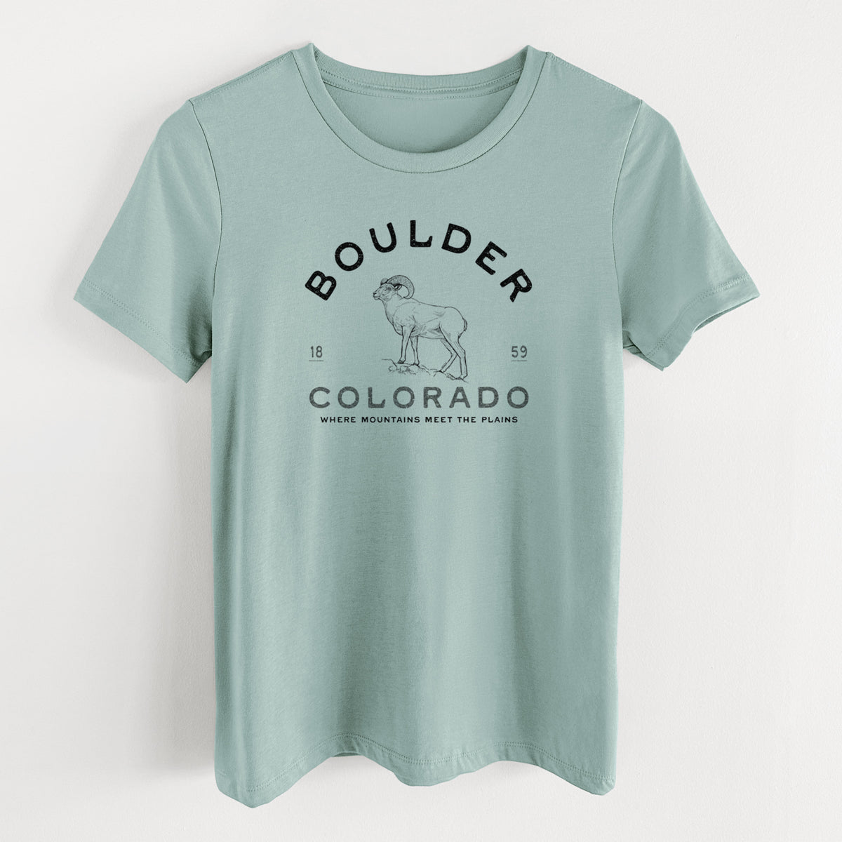 Boulder Colorado Bighorn - Women&#39;s Lightweight Relaxed Fit 100% Cotton Crewneck