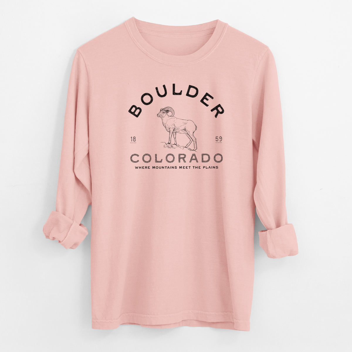 Boulder Colorado Bighorn - Men&#39;s Heavyweight 100% Cotton Long Sleeve