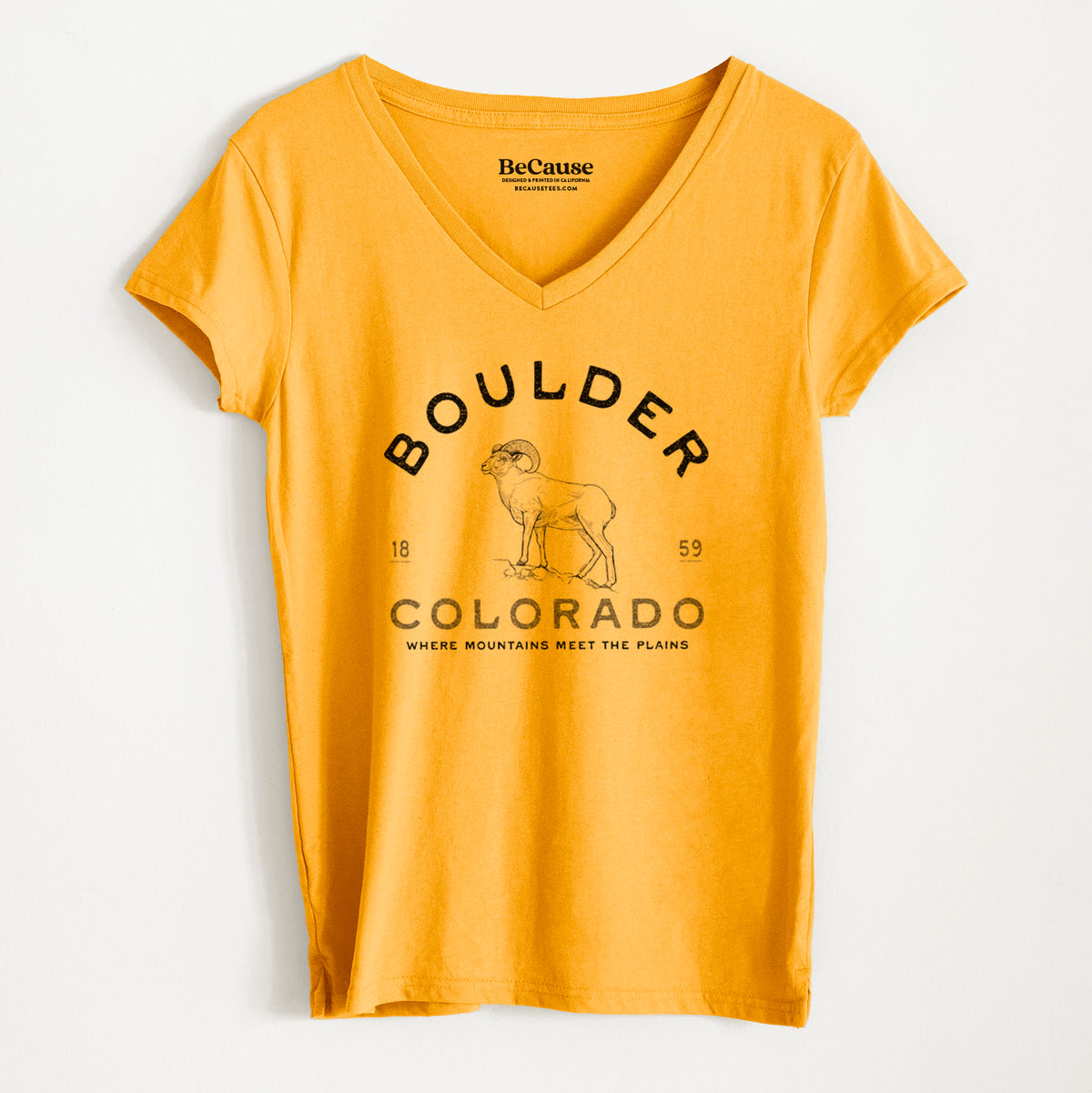 Boulder Colorado Bighorn - Women&#39;s 100% Recycled V-neck