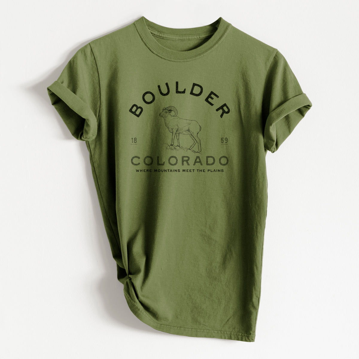 Boulder Colorado Bighorn - Heavyweight Men&#39;s 100% Organic Cotton Tee