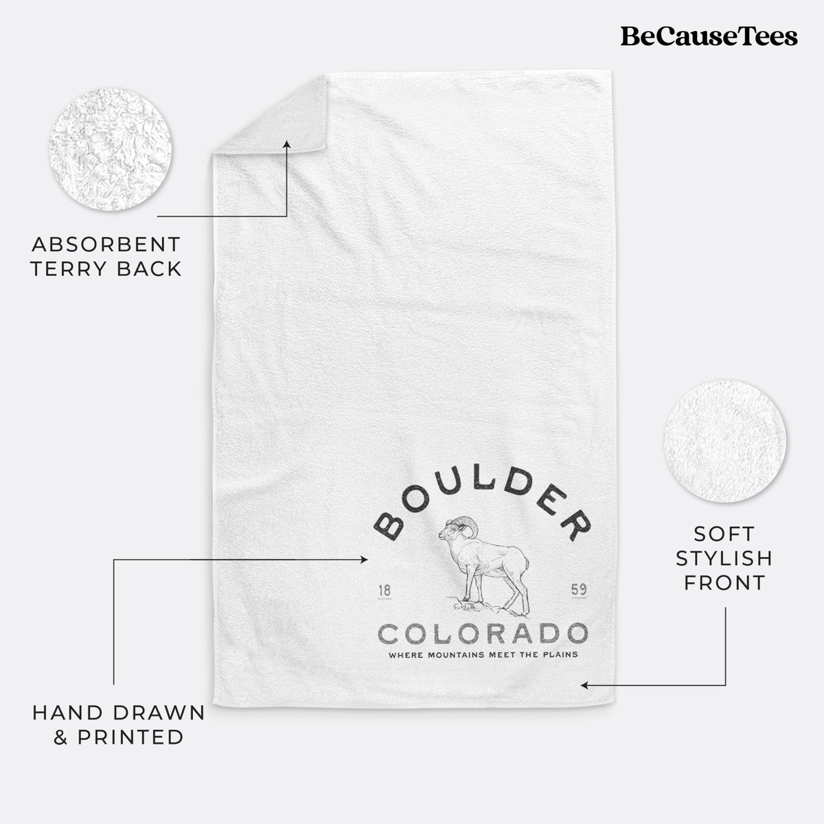 Boulder Colorado Bighorn Premium Decorative Hand Towel