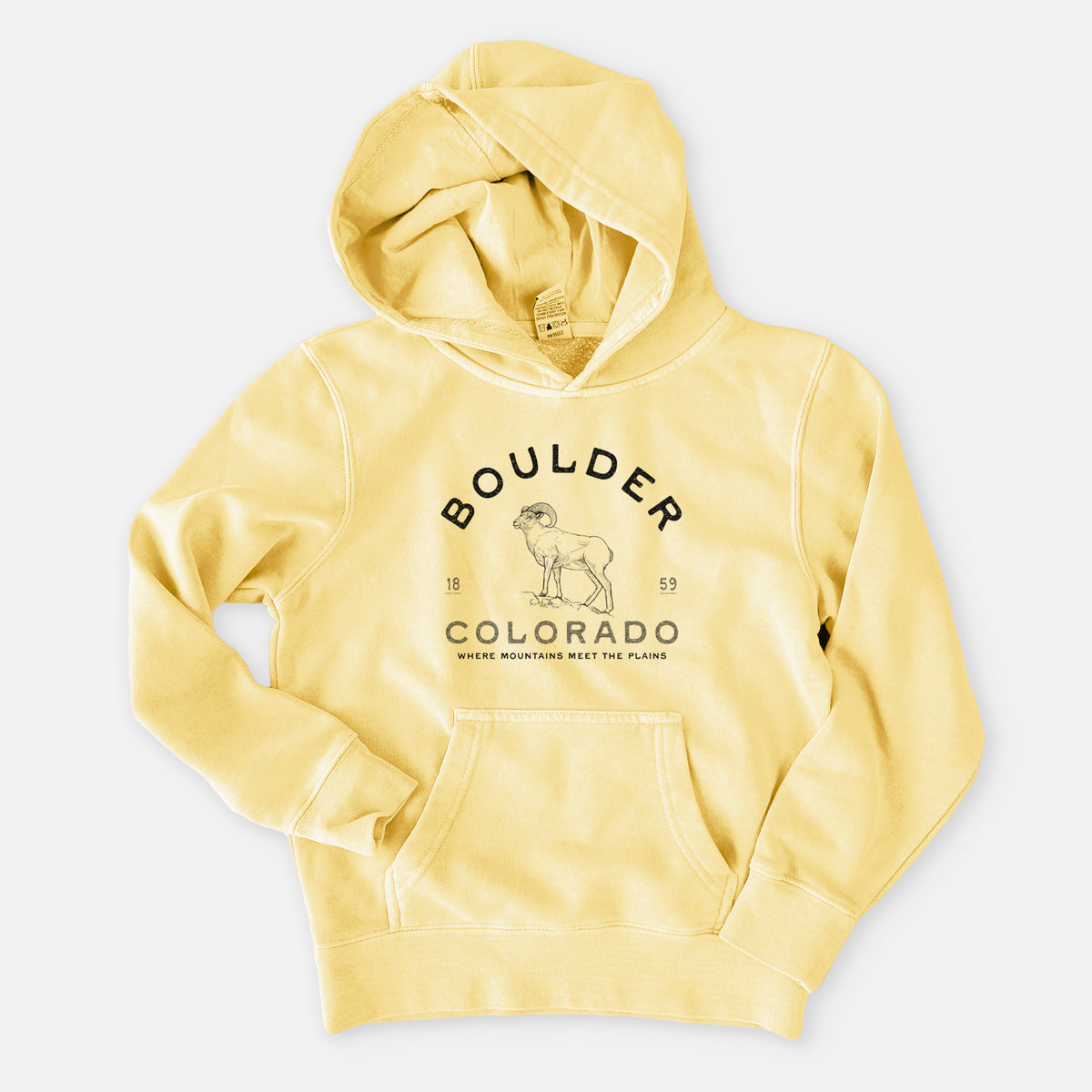 Boulder Colorado Bighorn - Youth Pigment Dyed Hoodie