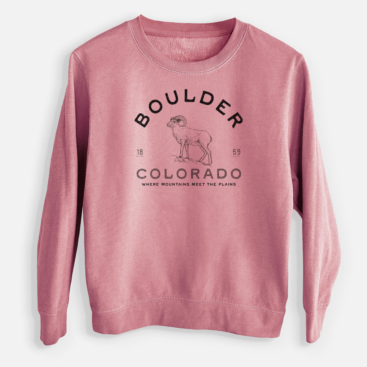 Boulder Colorado Bighorn - Youth Lightweight Crewneck Sweatshirt