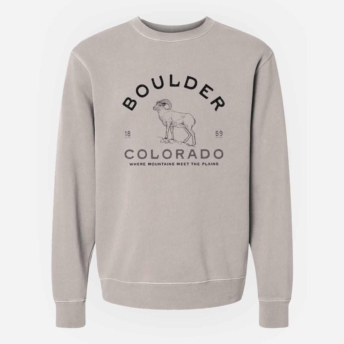 Boulder Colorado Bighorn - Unisex Pigment Dyed Crew Sweatshirt