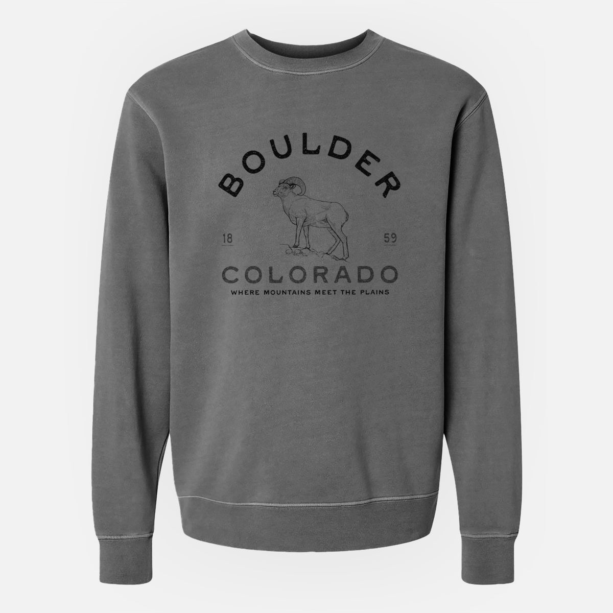 Boulder Colorado Bighorn - Unisex Pigment Dyed Crew Sweatshirt