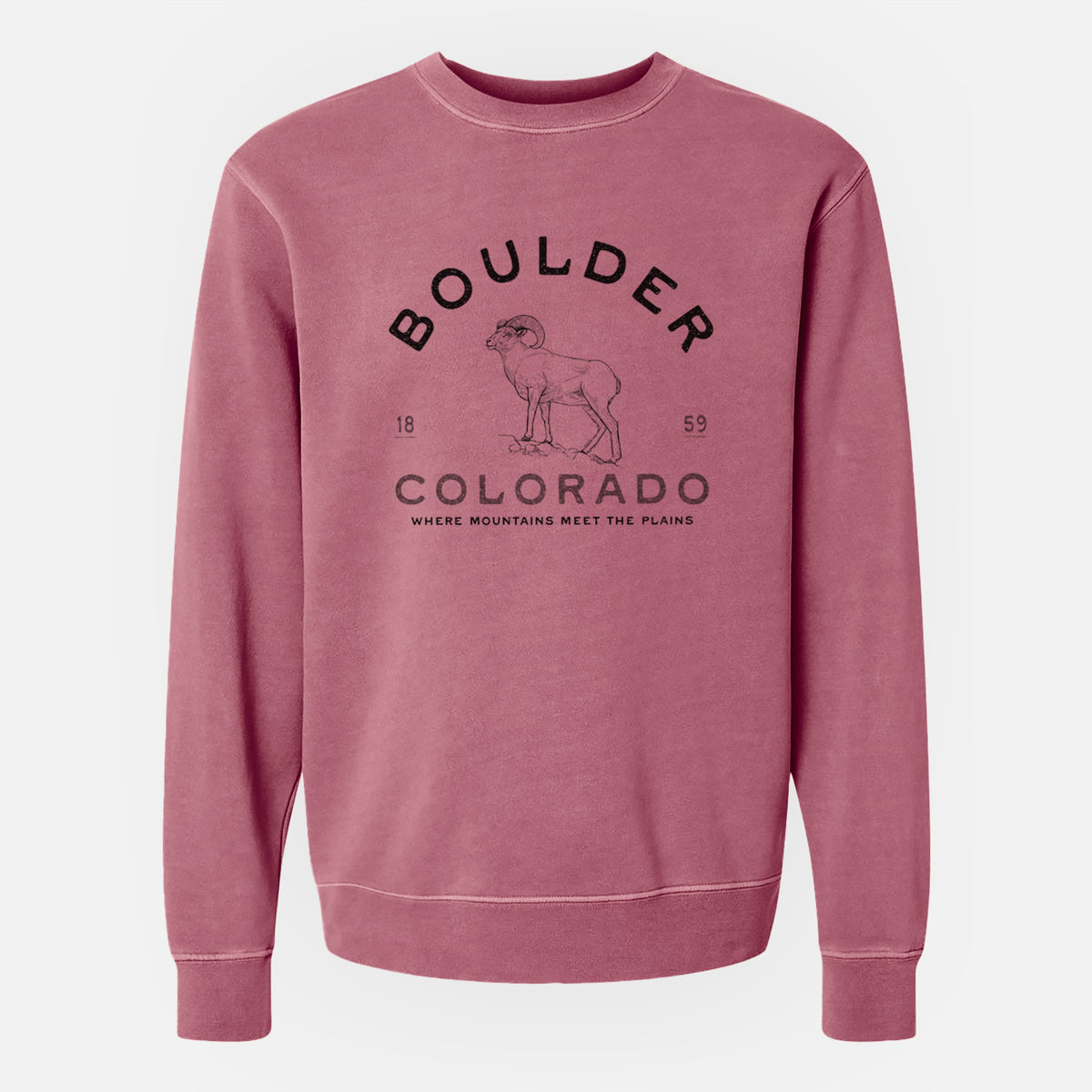 Boulder Colorado Bighorn - Unisex Pigment Dyed Crew Sweatshirt