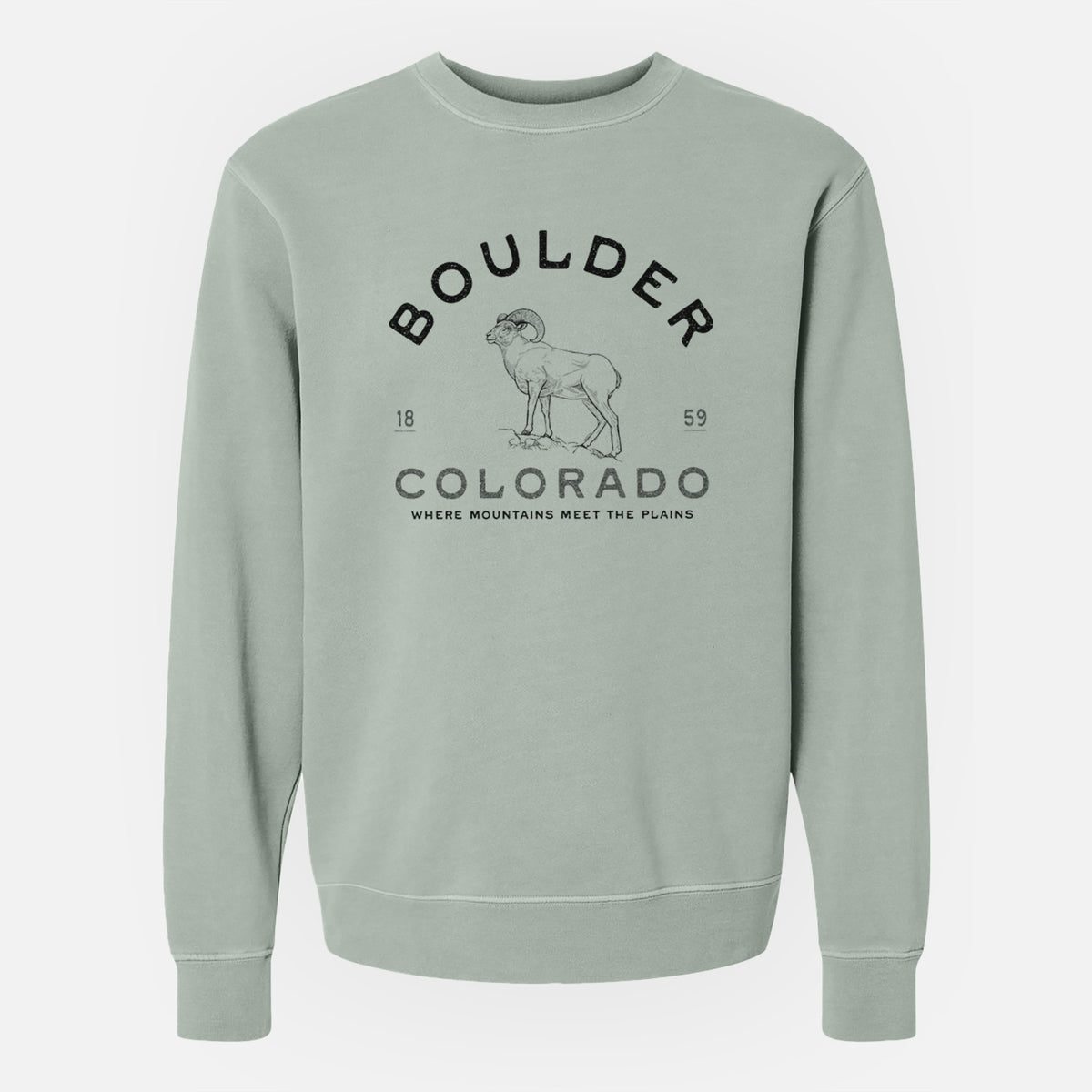 Boulder Colorado Bighorn - Unisex Pigment Dyed Crew Sweatshirt